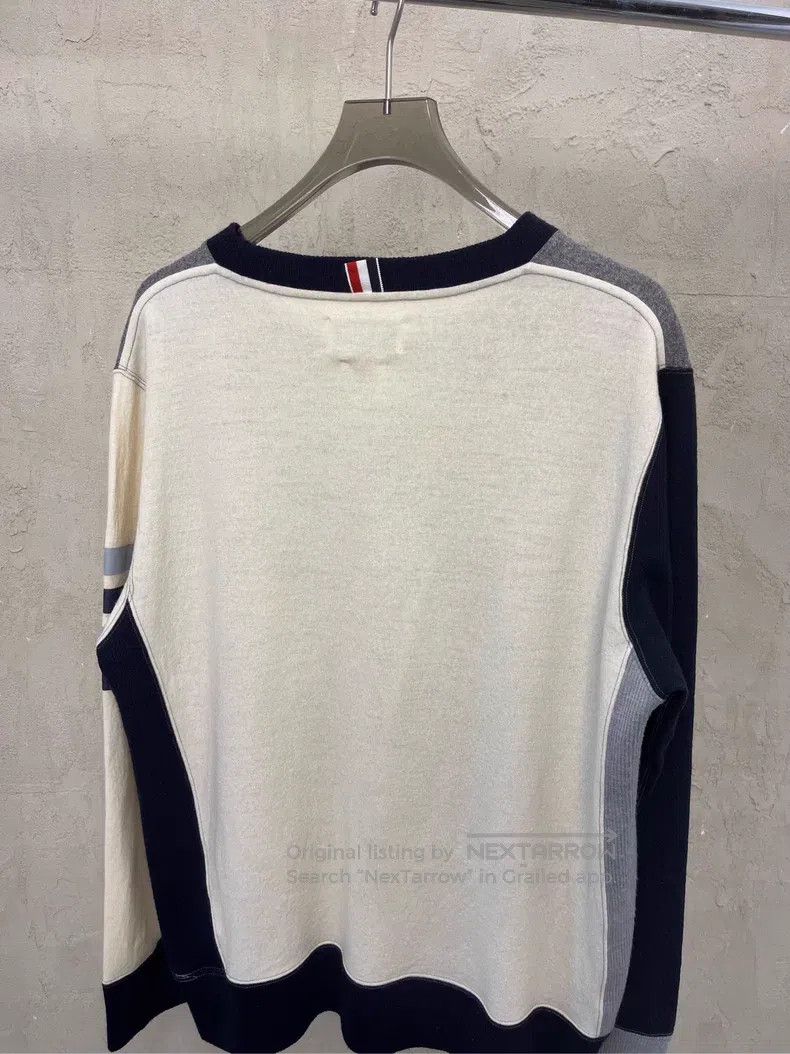 Thom Browne Thom Browne Gray and Beige Color Block Four-Stripe Wool Ro Size US XL / EU 56 / 4 - 4 Thumbnail