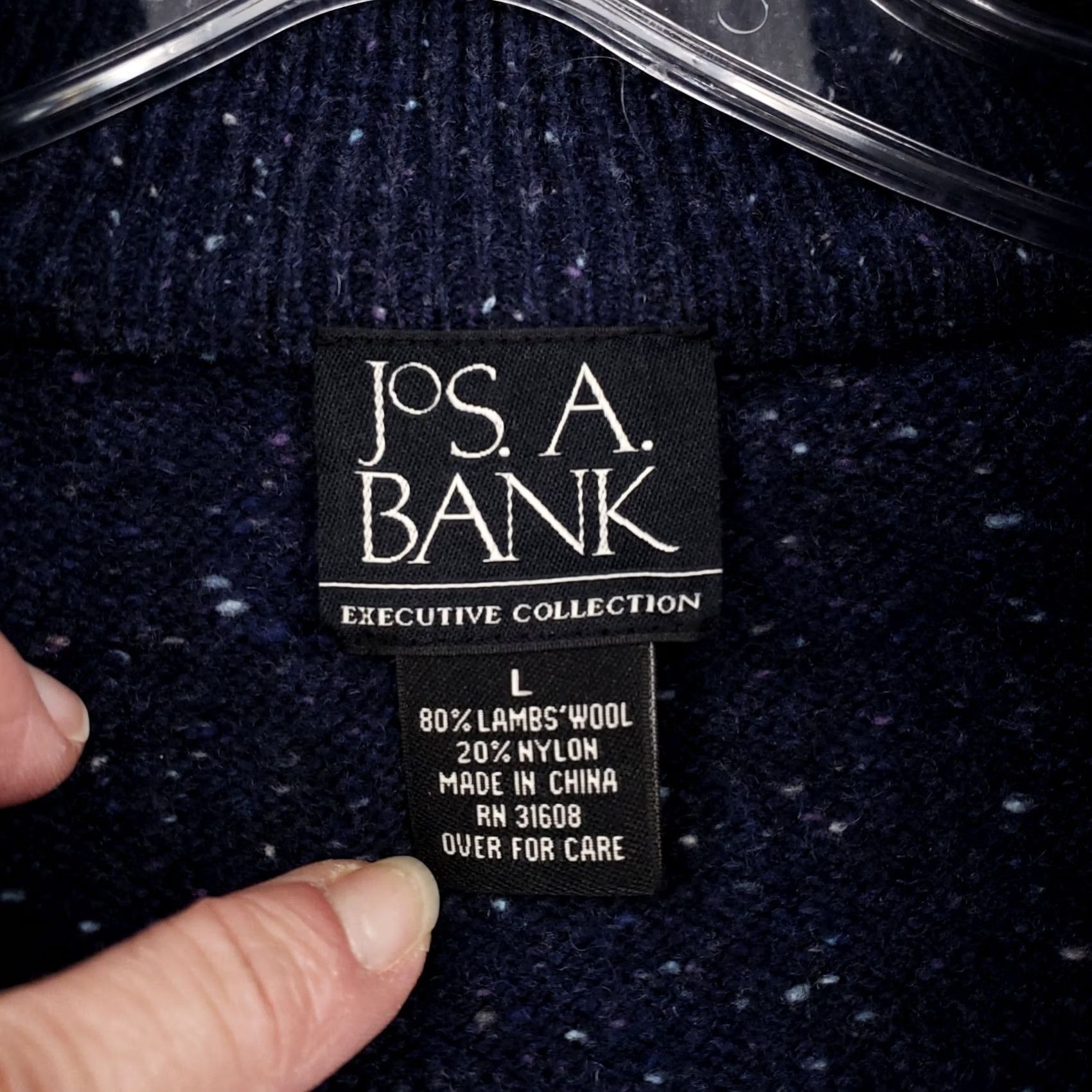 Jos. A. Bank Jos. A. Bank Sweater Mens Large Blue Lambswool 1/4 Zip Mock Neck Pullover Knit Size US L / EU 52-54 / 3 - 7 Thumbnail