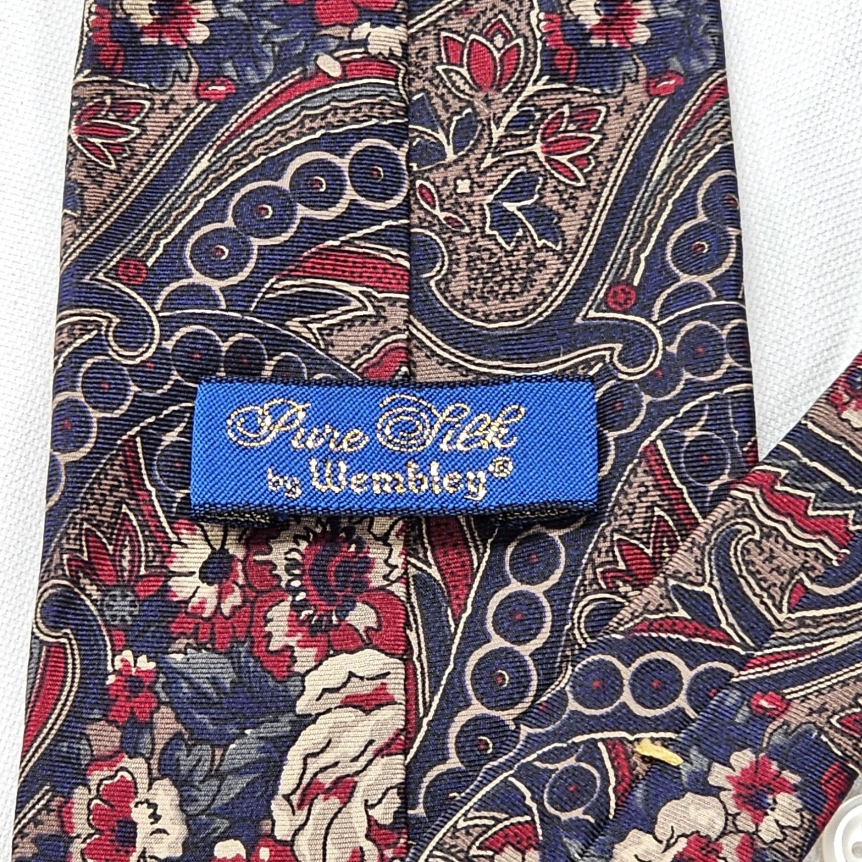 Etro VINTAGE Wembley Men’s Necktie 57" X 3 ¾” Black Red Blue floral 100% Silk Retro Size ONE SIZE - 5 Thumbnail