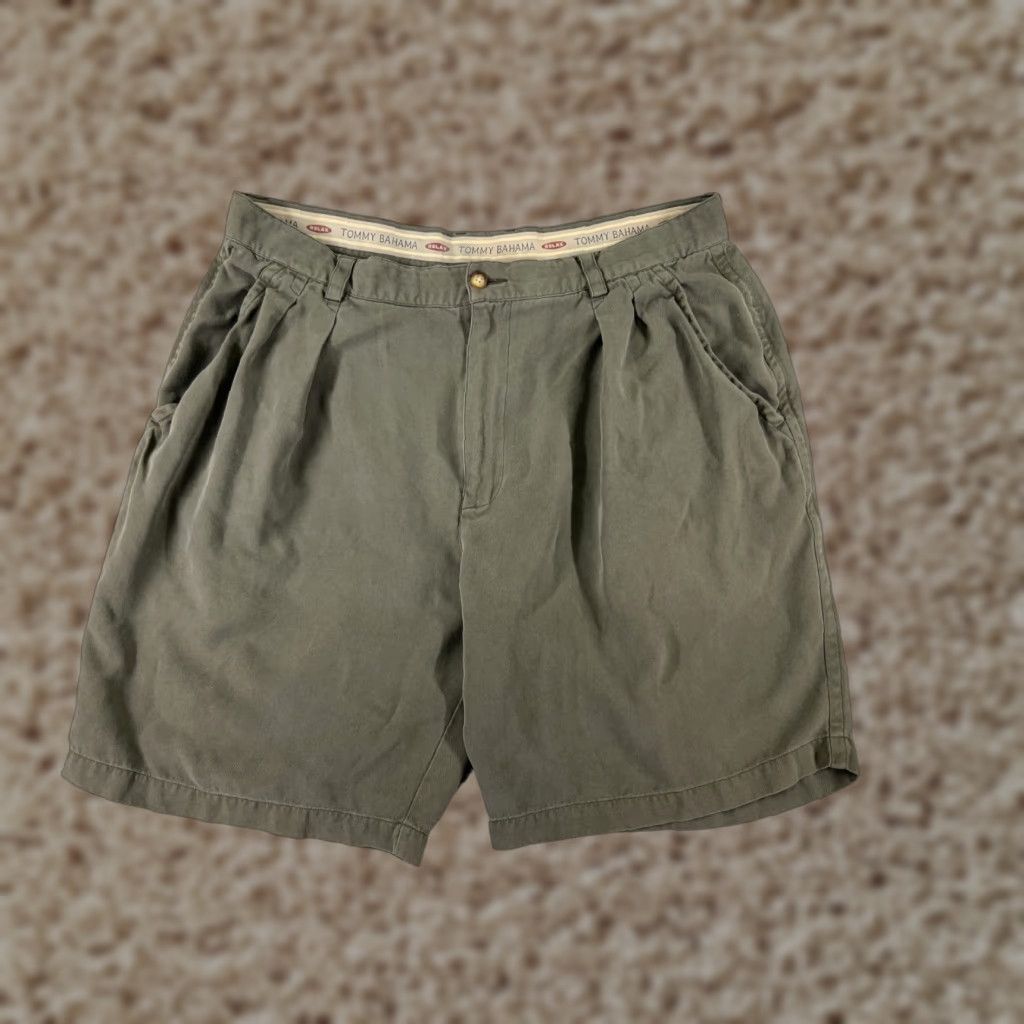Tommy Bahama Tommy Bahama Shorts Men 36 Green Pleated Herringbone Silk Bermuda Casual Beach Aloha Size US 36 / EU 52 - 1 Thumbnail