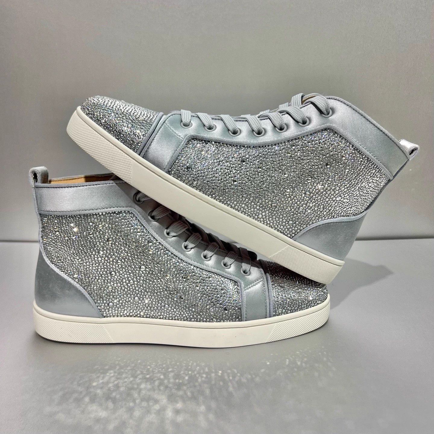 Christian Louboutin CL High-Top Silver Crystal Sneakers 41.5 EU Like New Size US 8.5 / EU 41-42 - 3 Thumbnail