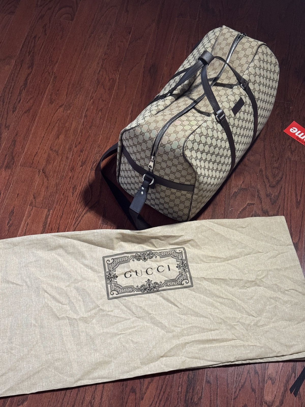 Gucci Gucci Boston GG Large Duffle Bag Beige Size ONE SIZE - 4 Thumbnail