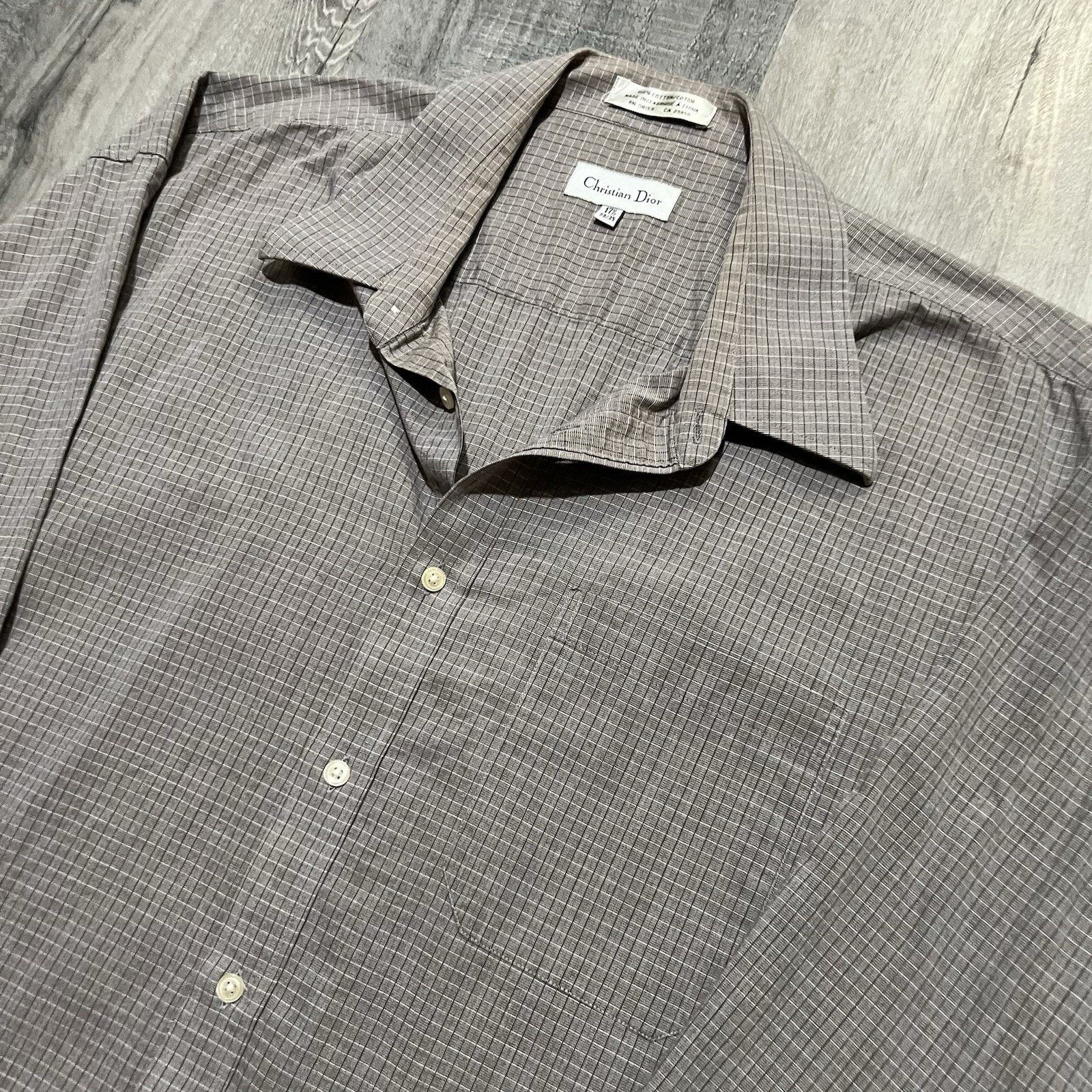 Christian Dior Monsieur Christian Dior Button Micro Check Grey Dress Shirt Plaid Size US XL / EU 56 / 4 - 3 Thumbnail
