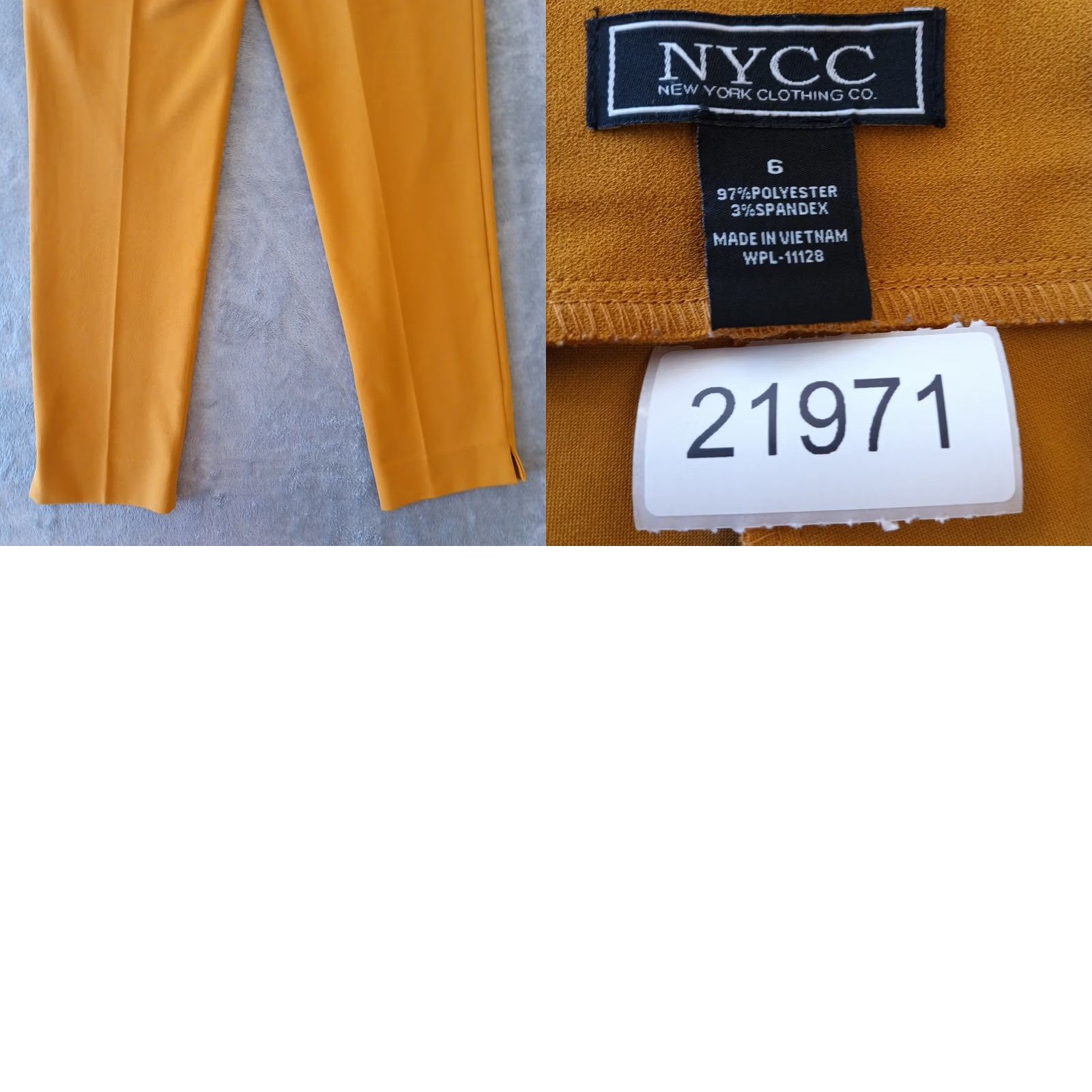 Vintage NYCC Ankle Pants Womens Gold Pull On Stretch Mid Rise 32x28.5 Size 6 Size 28" / US 6 / IT 42 - 8 Thumbnail