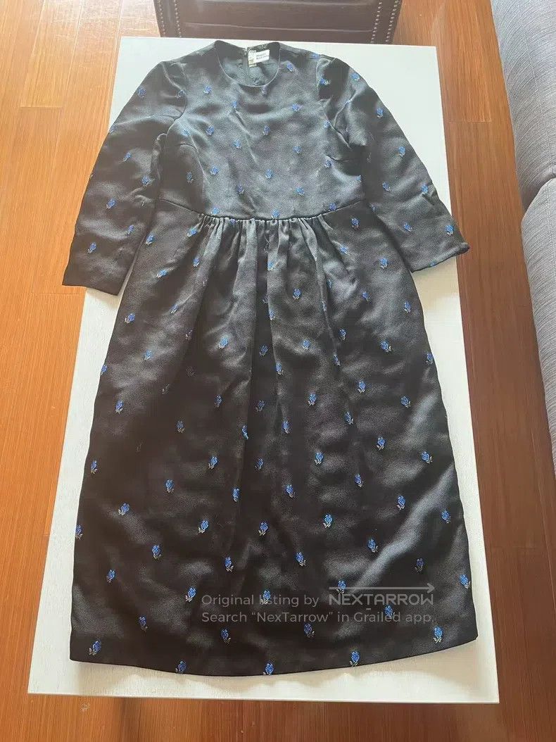Comme des Garcons Comme Des Garcons Satin Blue Rose Embroidered Dress Size S / US 4 / IT 40 - 1 Thumbnail