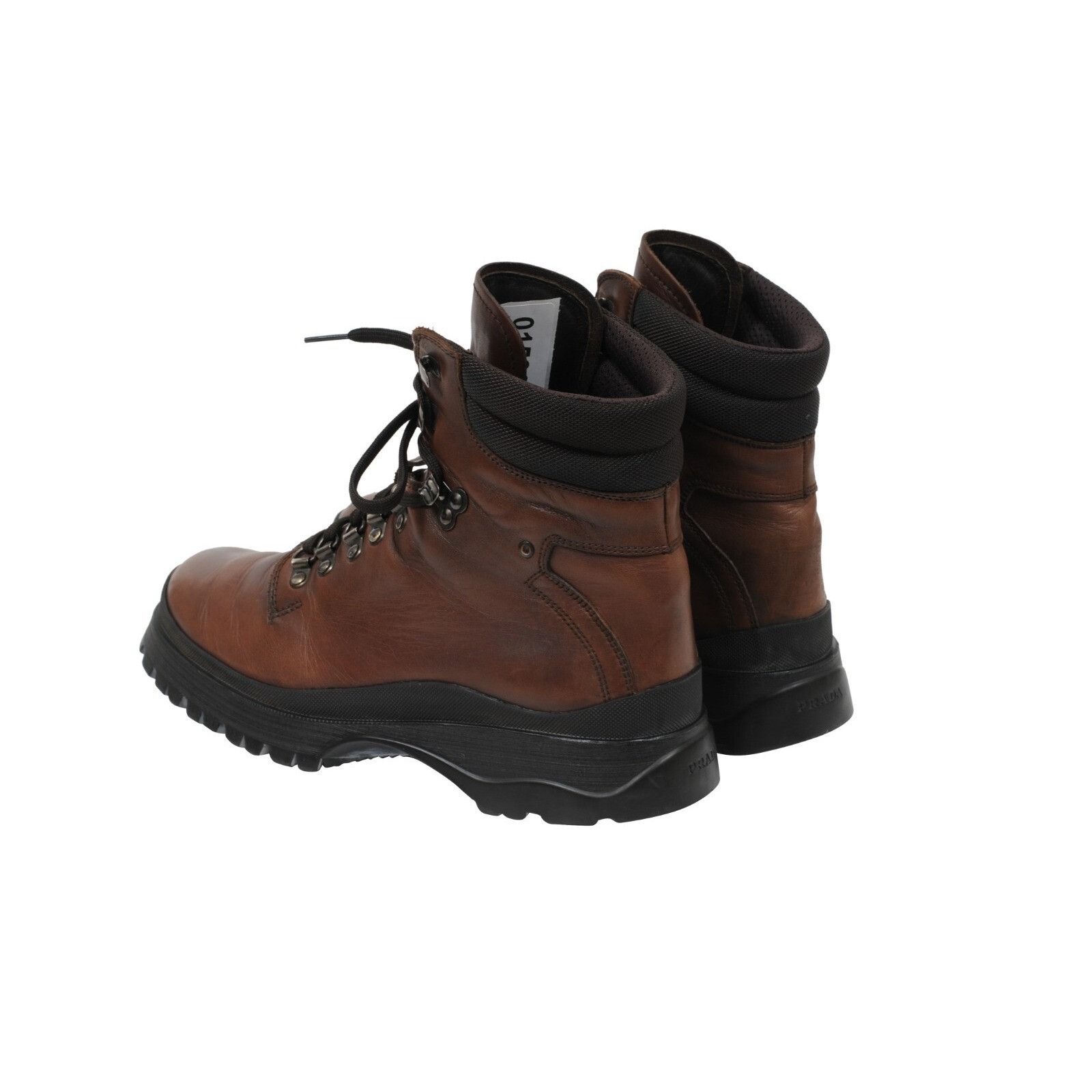 Prada Combat Hiking Boots Brown Leather Lug Sole - 01590 Size US 8.5 / EU 41-42 - 6 Thumbnail