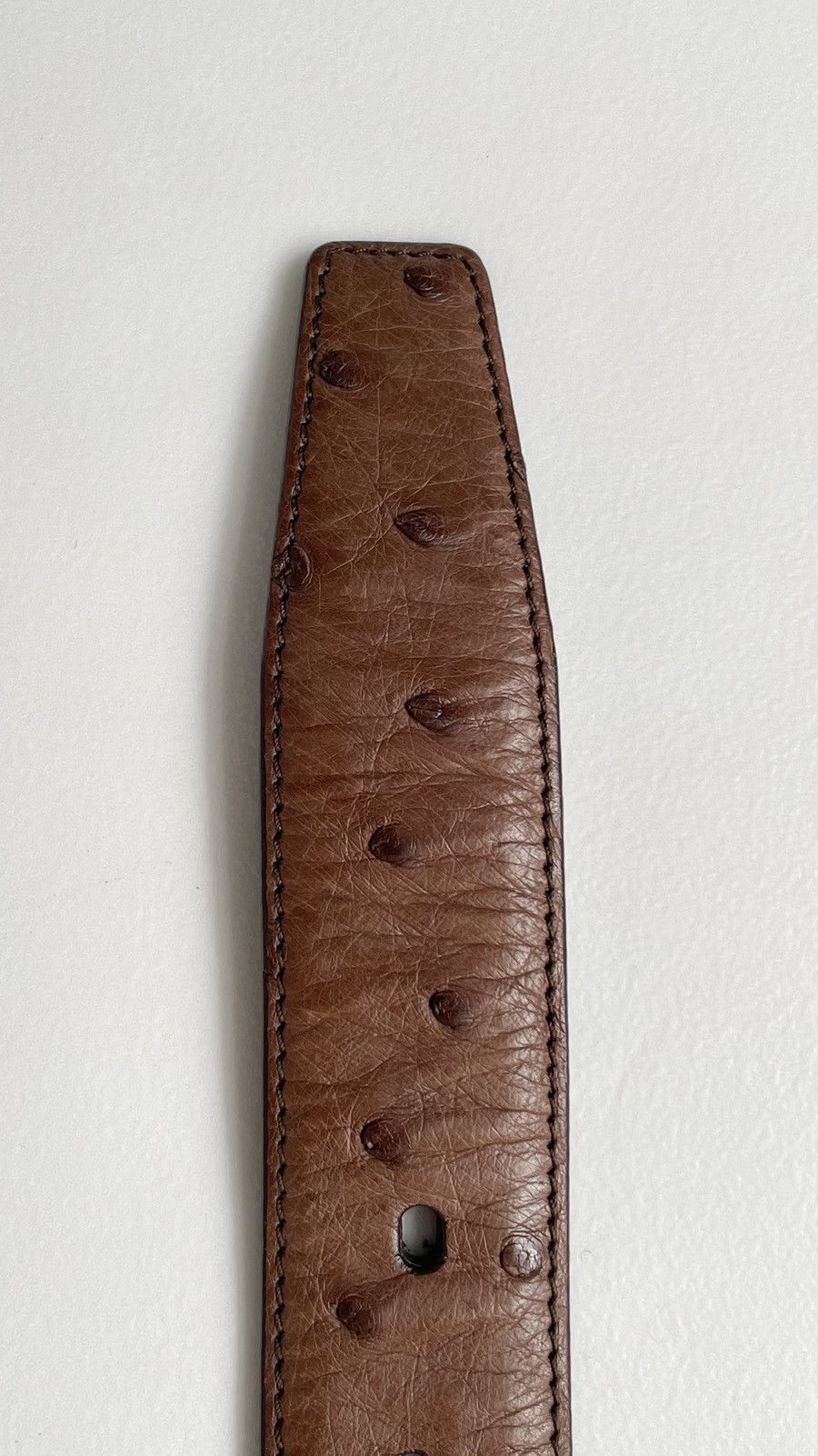 Prada 3cm Brown Ostrich Leather Belt Size 30 - 12 Thumbnail