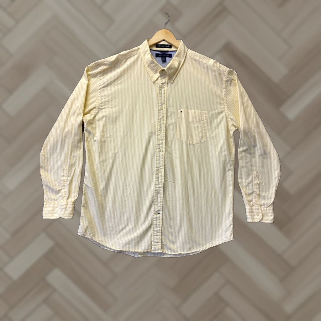 Tommy Hilfiger TOMMY HILFIGER Striped Casual Button-Up Shirt 2XL Yellow Long Sleeve Mens Size US XXL / EU 58 / 5 - 1 Thumbnail