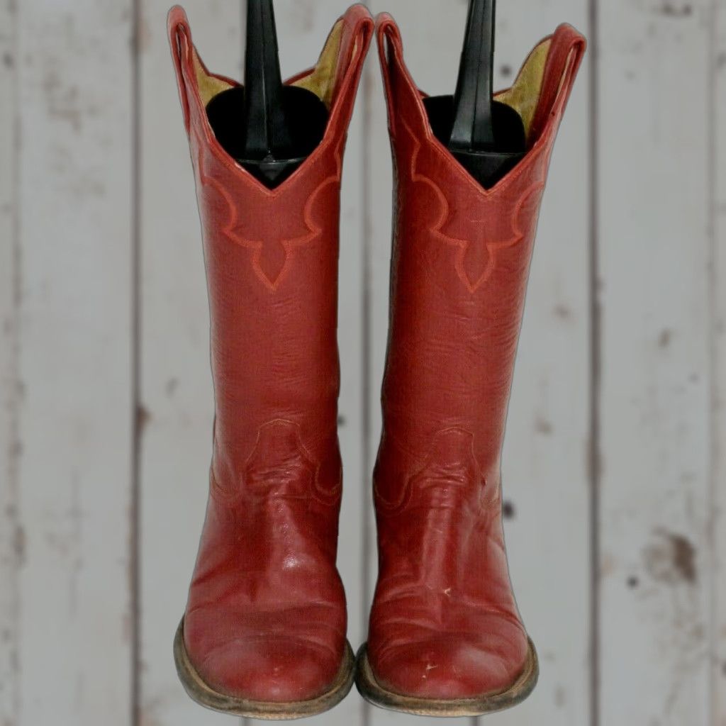 Vintage Panhandle Slim Womens Sz 5 B Red Leather Roper Western Cowgirl Boots Size US 5 / IT 35 - 1 Thumbnail
