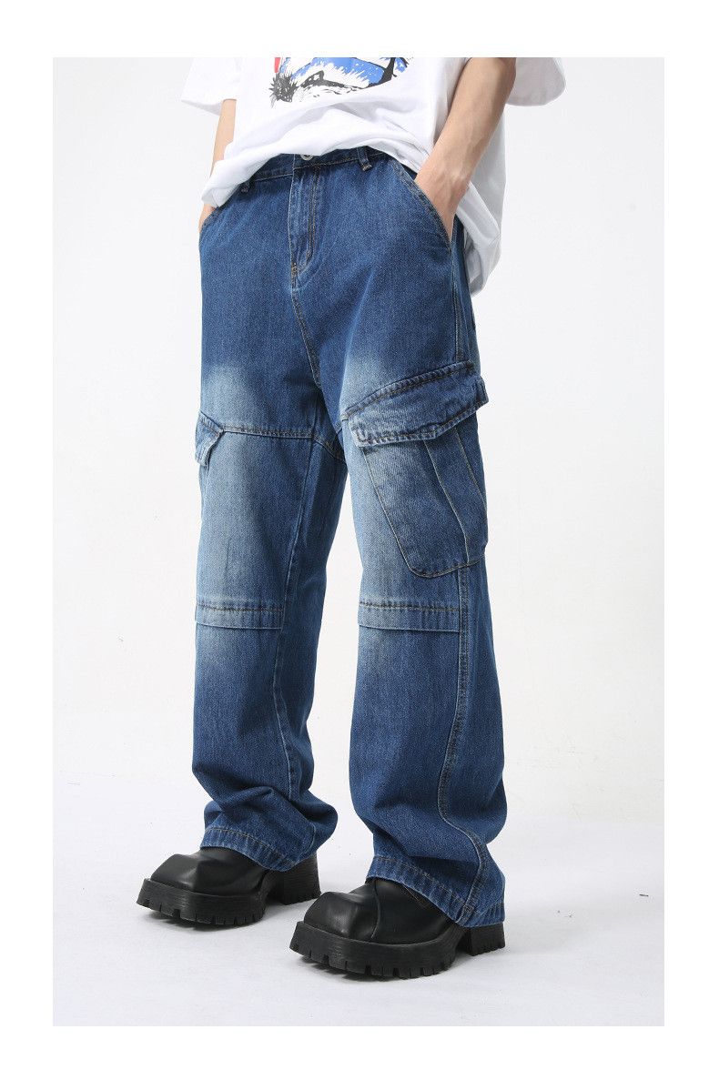 Japanese Brand × Jean Dark blue American retro big pocket cargo jeans Size US 32 / EU 48 - 4 Thumbnail