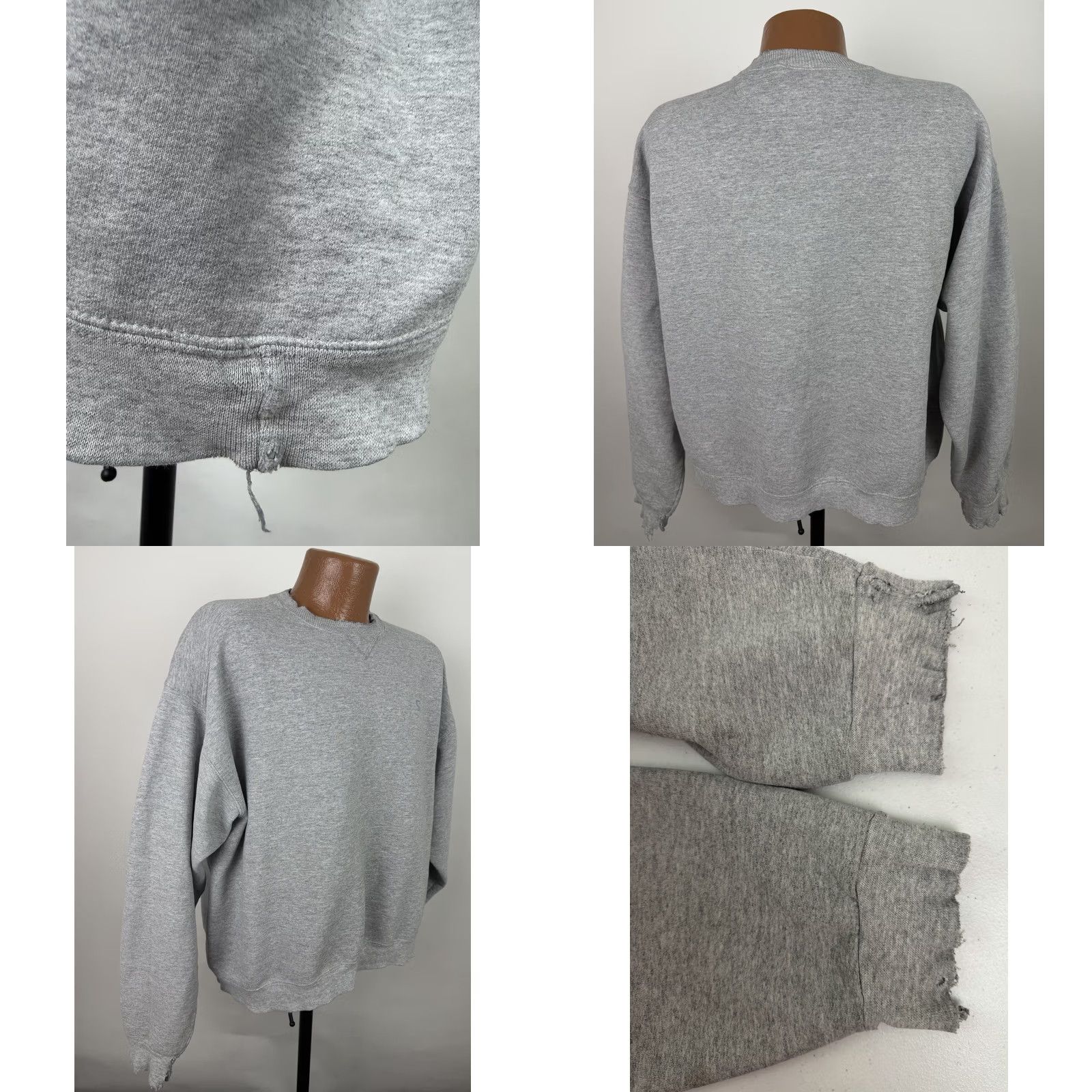 Starter VINTAGE Starter Sweatshirt Mens L Gray Crewneck Distressed Thrashed 90s Grunge Retro Sports Logo Embroidered Sweatshirt Size US L / EU 52-54 / 3 - 8 Thumbnail