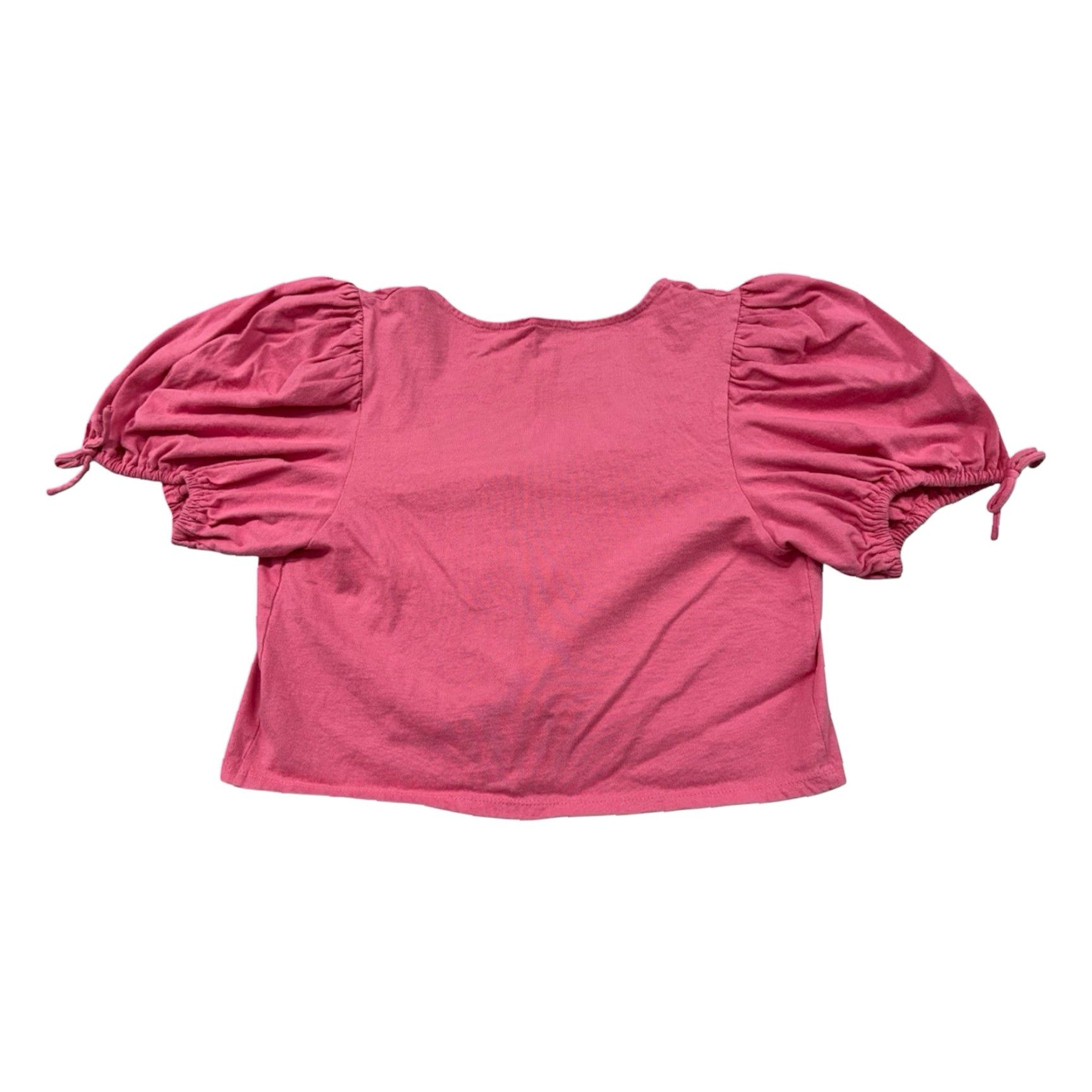 Free People VINTAGE Free People Womens Large Kitty Tee Velvet Rose Crop Top Tie Up Front Puff Sleeve Size L / US 10 / IT 46 - 3 Thumbnail