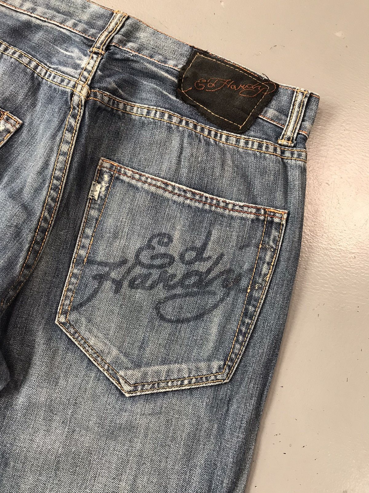 Christian Audigier × Ed Hardy × Vintage Vintage Edhardy skull embroidered denim Size US 33 - 11 Thumbnail
