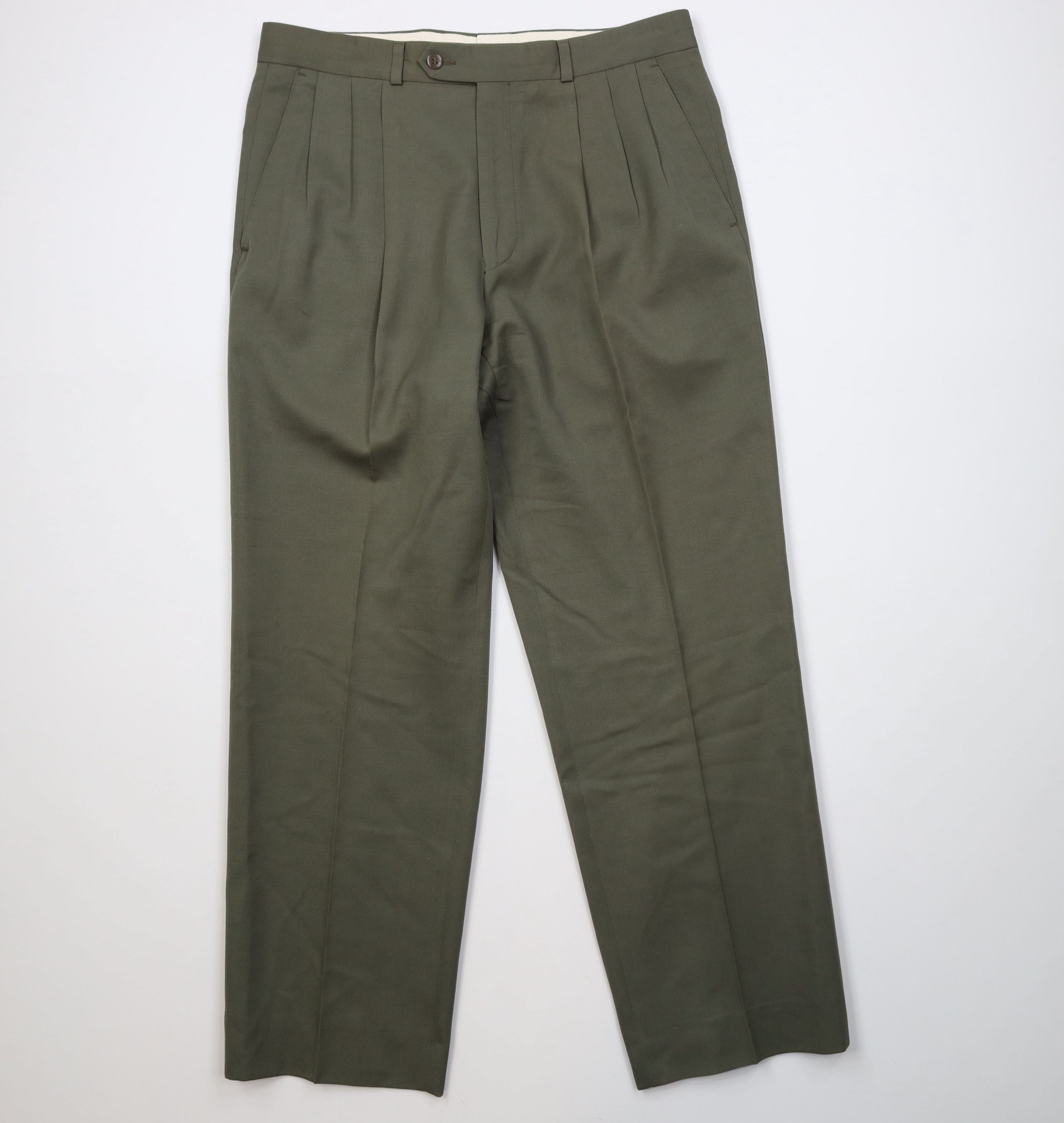 Vintage Vintage 90s Streetwear Wool Knit Wide Leg Chino Pants Green Size US 34 / EU 50 - 1 Thumbnail