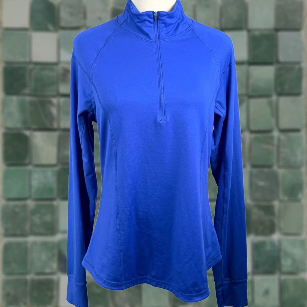Old Navy Old Navy Womens L 1/4 Zip Pullover Blue Thumbholes Athleisure Gorpcore Raglan Sleeve Reflective Moisture Wicking 1/4 Zip Long Sleeve Semi-Fitted Size L / US 10 / IT 46 - 1 Thumbnail