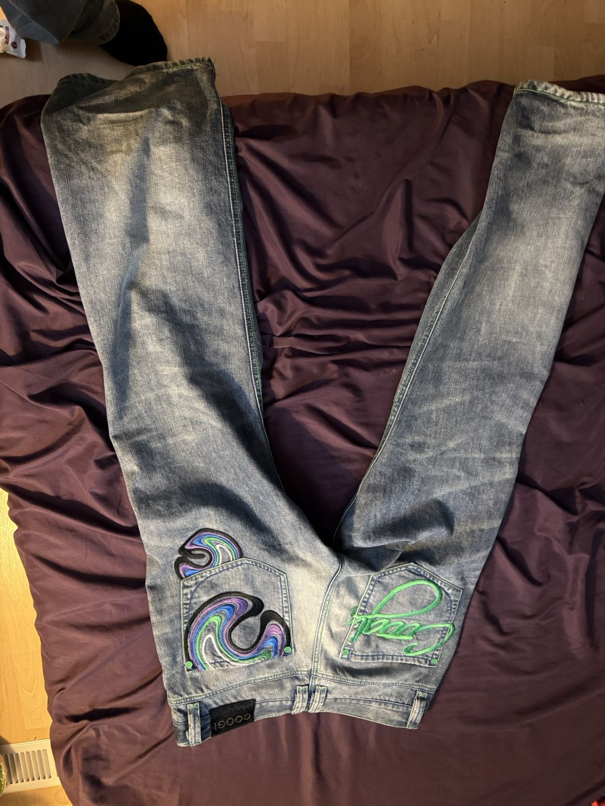 Coogi Coogi jeans vintage mens 34 purp green blue white embroidery Size US 34 / EU 50 - 3 Thumbnail