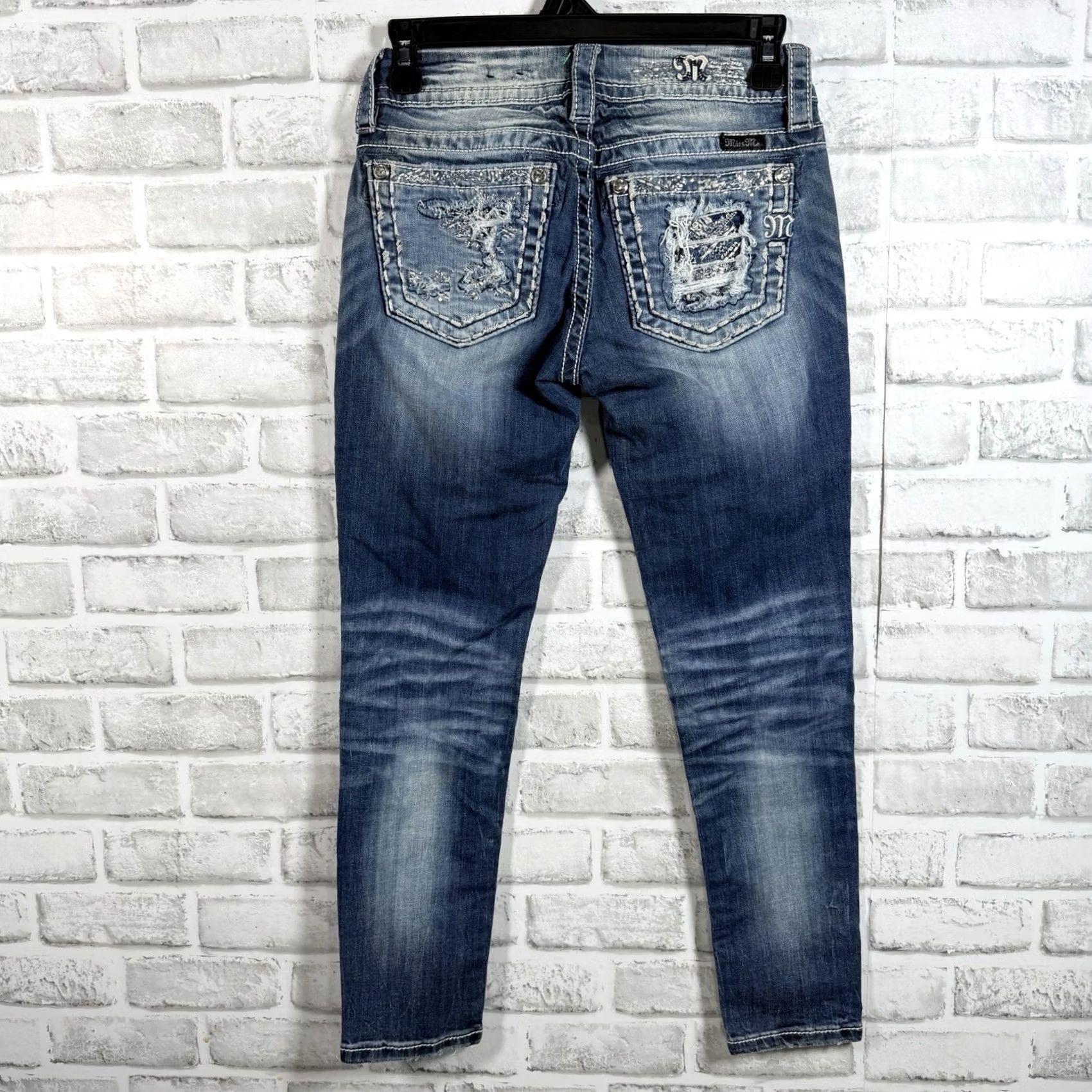 Miss Me Miss Me Jeans Womens Size 24 26 Blue Cotton Skinny Crop Casual Denim Shirts No Size 42" / US 20 - 5 Thumbnail