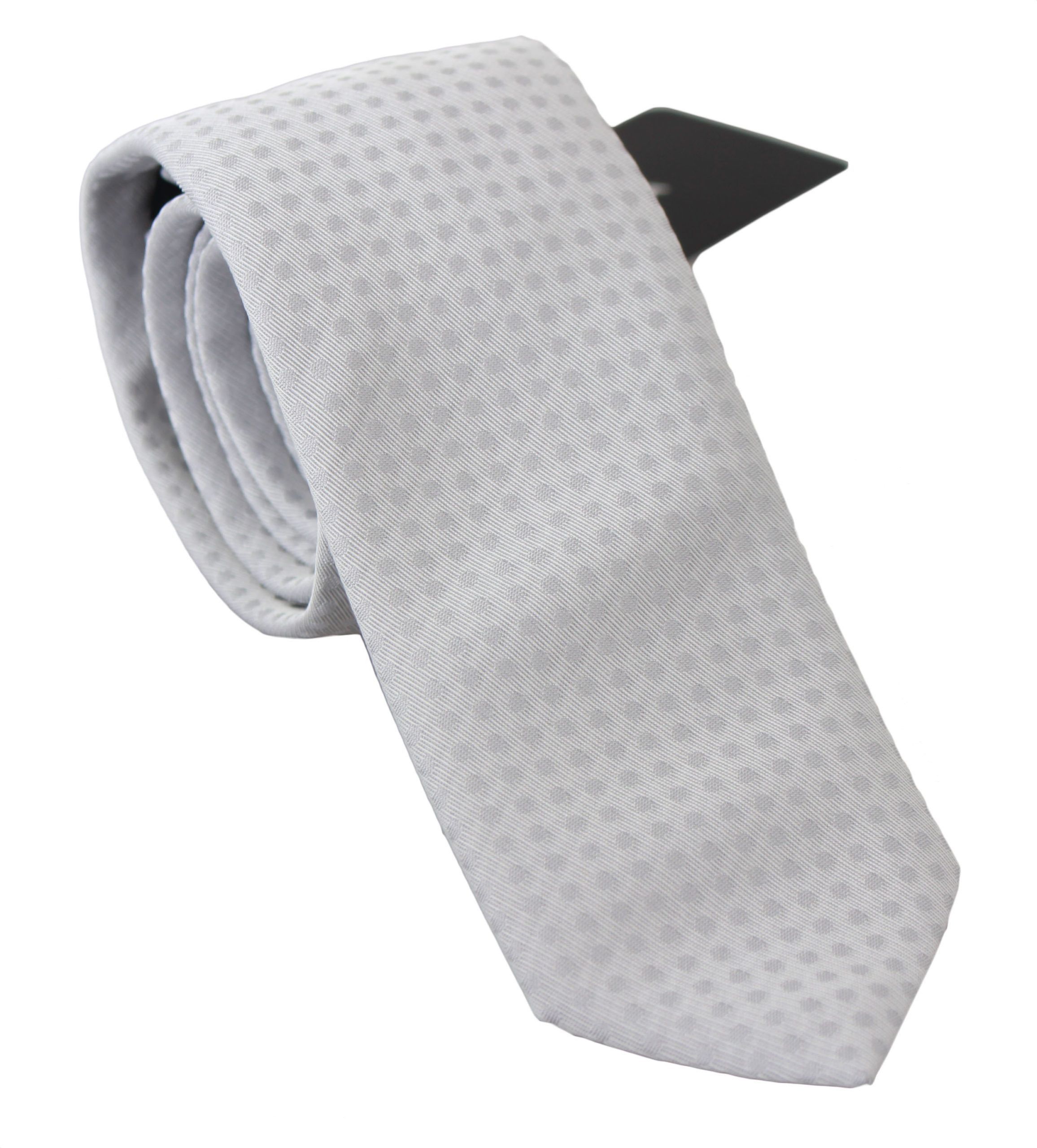Dolce & Gabbana Elegant White Patterned Silk Blend Neck Men's Tie Size ONE SIZE - 1 Thumbnail