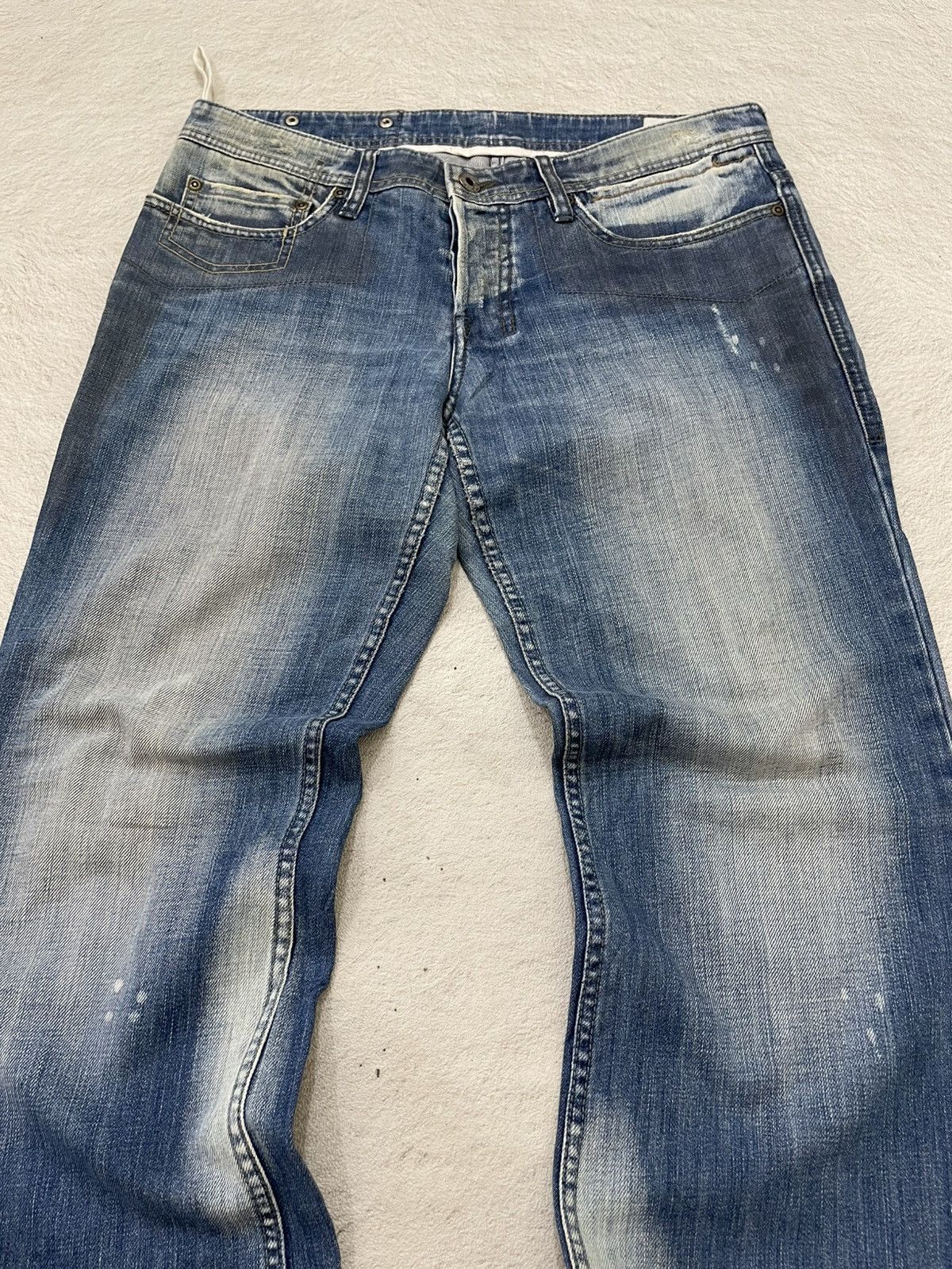 Japanese Brand 2000s Japanese Flare Denim Heavy Fade Distressed Jeans Y2K Size US 33 - 2 Thumbnail