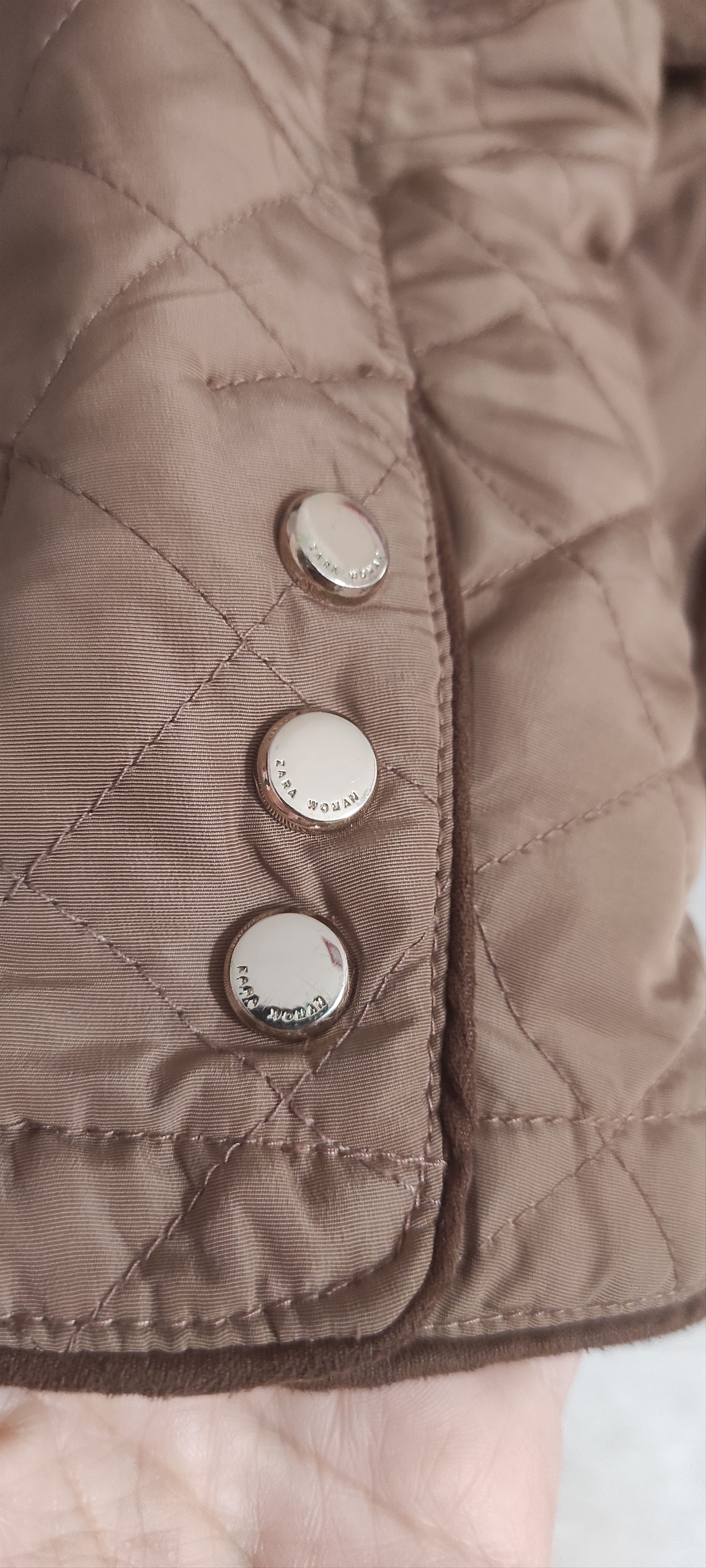 Zara Zara Beige Quilted Women Jacket - Size M Size L / US 10 / IT 46 - 9 Thumbnail