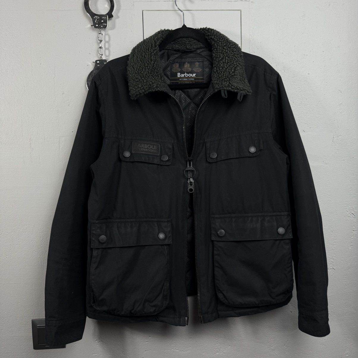 Barbour Vintage Barbour Biker Wax Binder Jacket Bomber Fur Size US L / EU 52-54 / 3 - 2 Thumbnail
