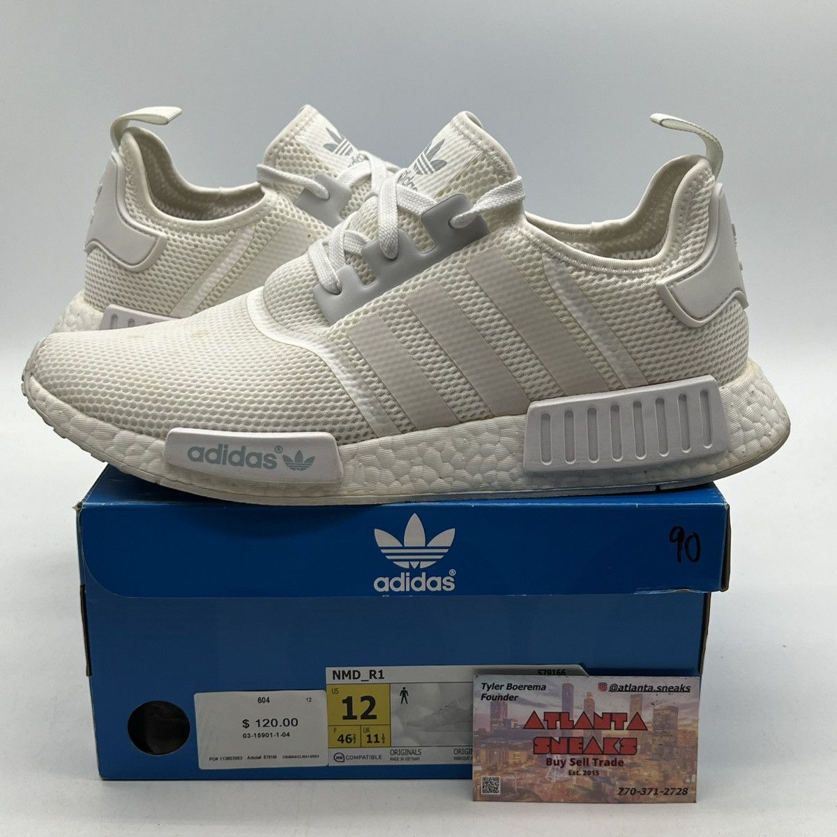 Adidas NMD_R1 all white Size US 12 / EU 45 - 1 Thumbnail