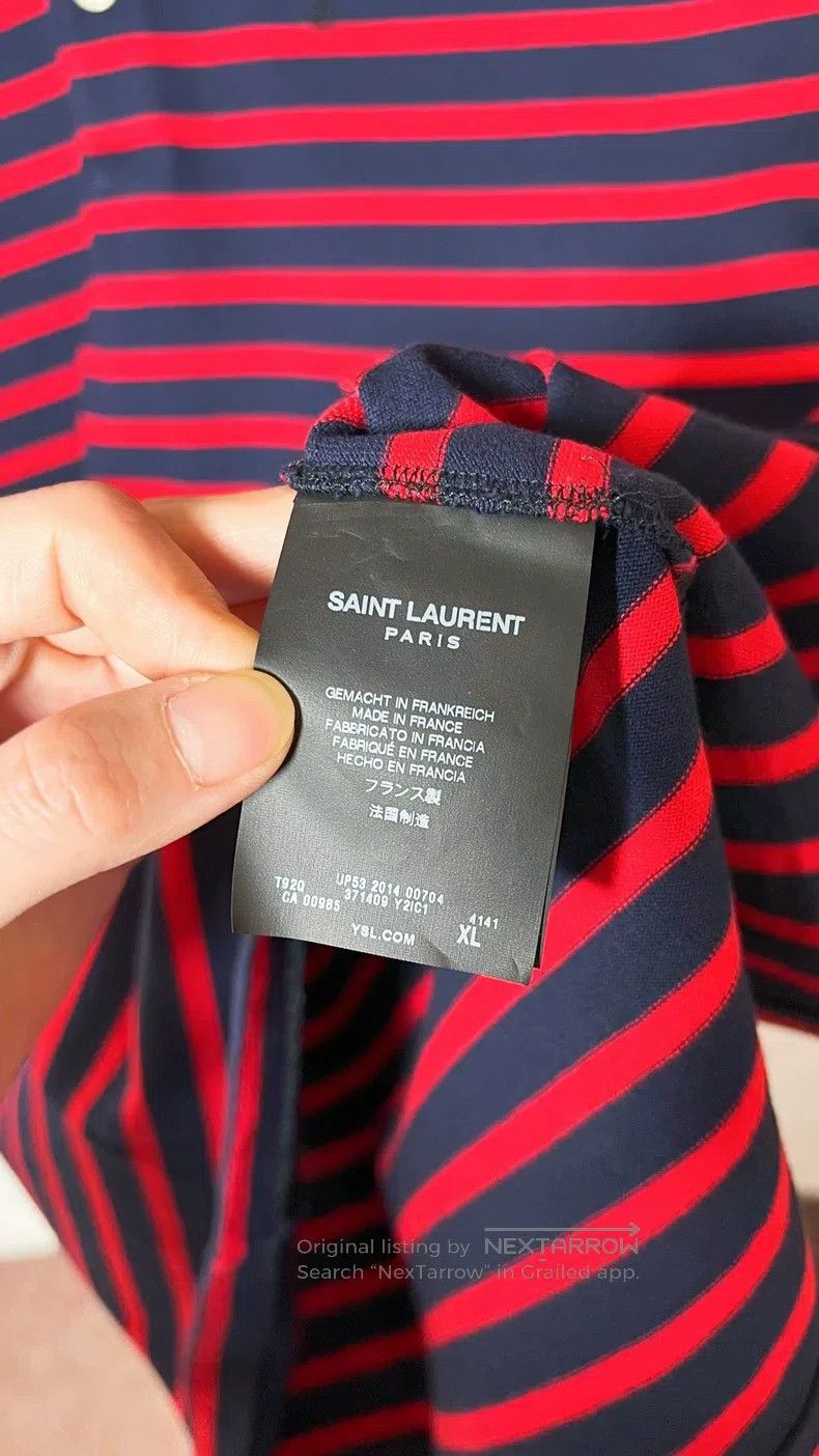 Saint Laurent Paris Saint Laurent Paris Men's Striped Polo Shirt Short Sleeve Size US XL / EU 56 / 4 - 6 Thumbnail
