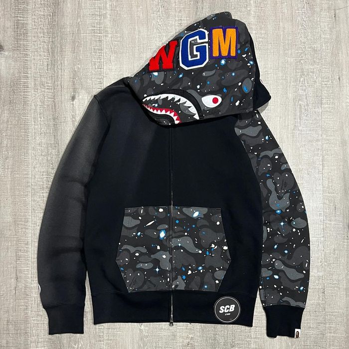 Bape space discount camo shark hoodie