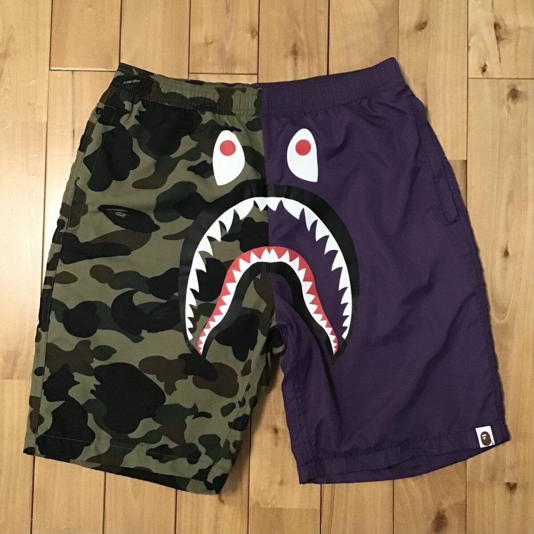 Bape BAPE Shark Beach Shorts 1st Camo Green x Purple ★size L Size US 34 / EU 50 - 1 Thumbnail