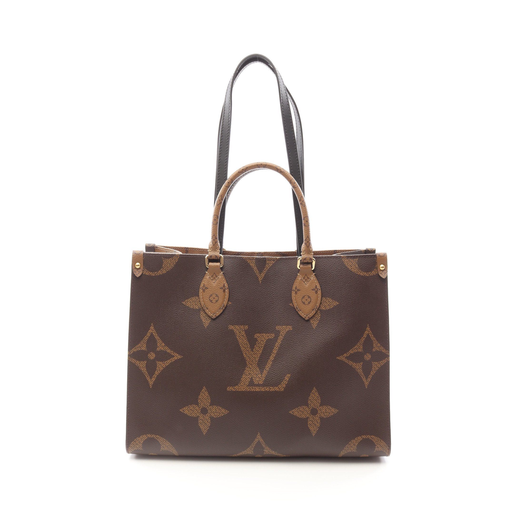 Louis Vuitton Louis Vuitton On-The-Go Mm Monogram Giant Reverse Shoulder Bag Tote Leather Brown Beige Size ONE SIZE - 1 Thumbnail