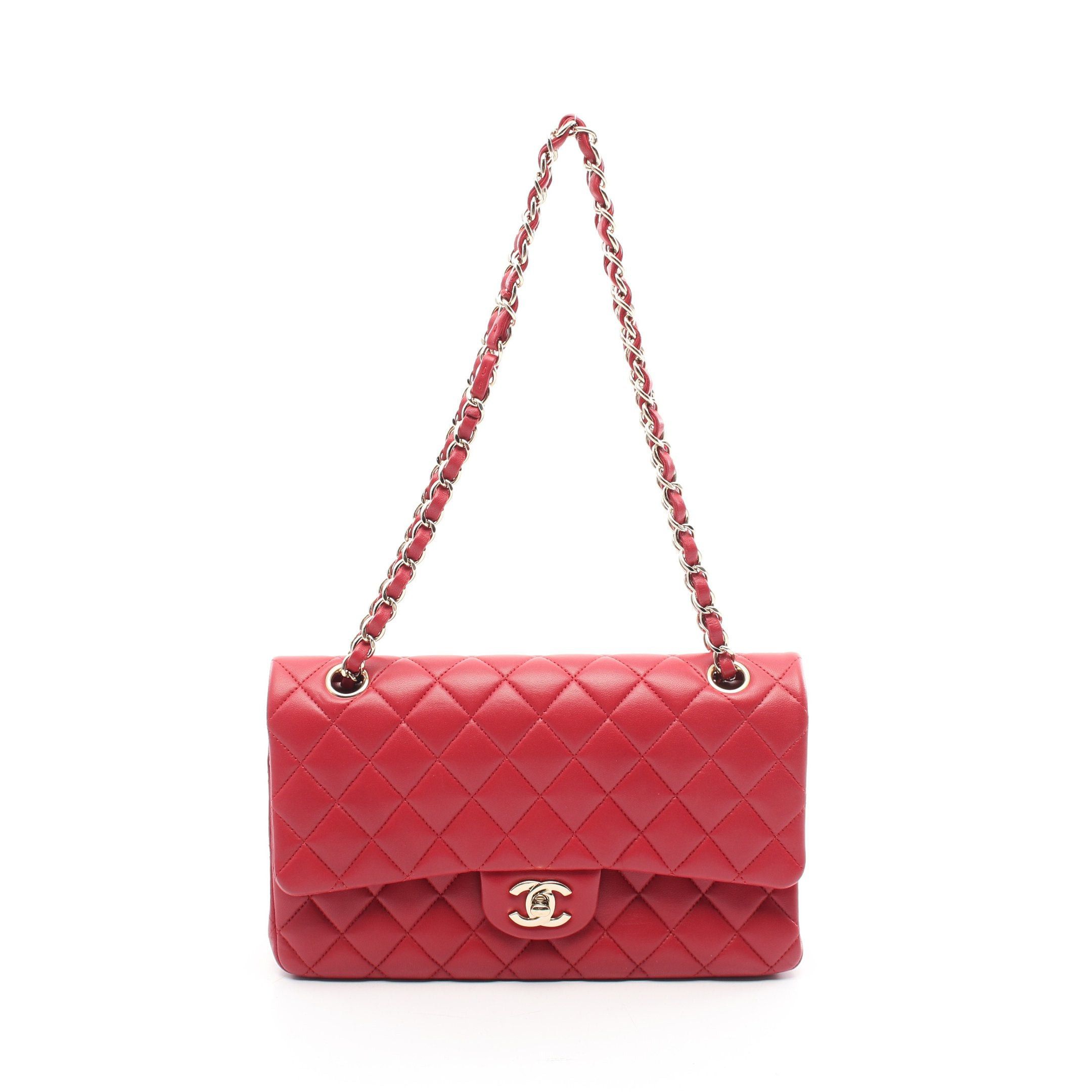 Chanel Chanel Matelasse Double Flap Chain Shoulder Bag Lambskin Red Gold Hardware Size ONE SIZE - 1 Thumbnail