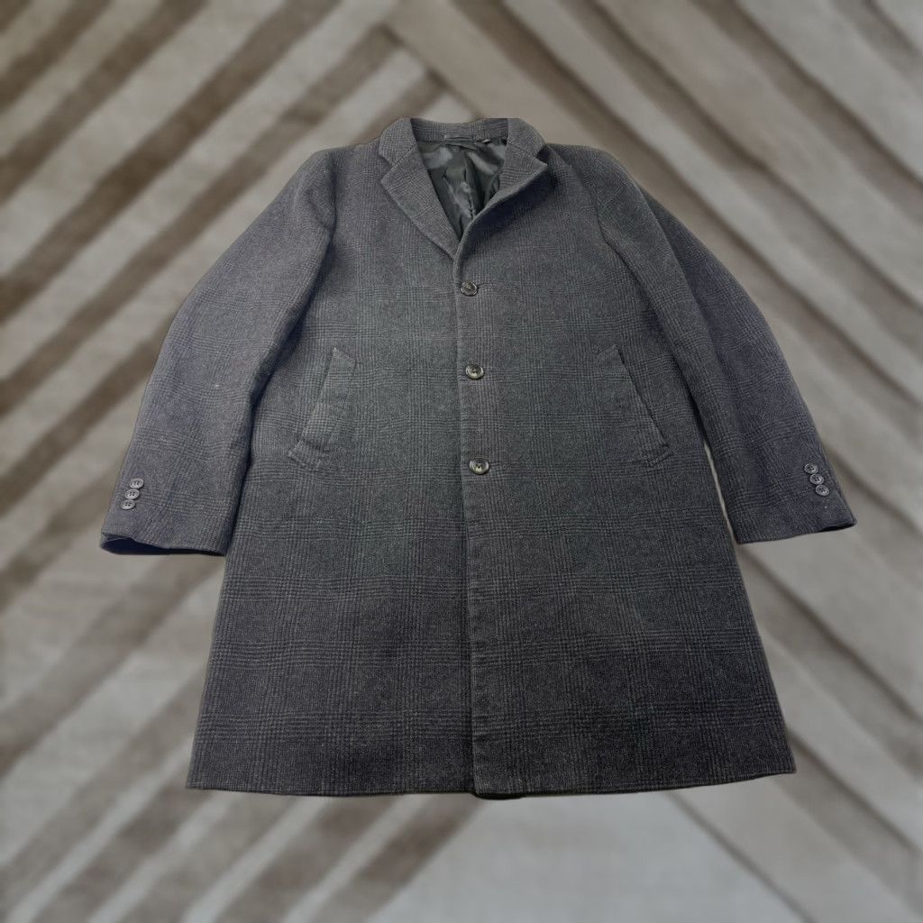 Uniqlo Uniqlo Wool Cashmere Overcoat Mens M Dark Gray Plaid Long Coat Regular Jacket Women? No, Men. Size US M / EU 48-50 / 2 - 1 Thumbnail