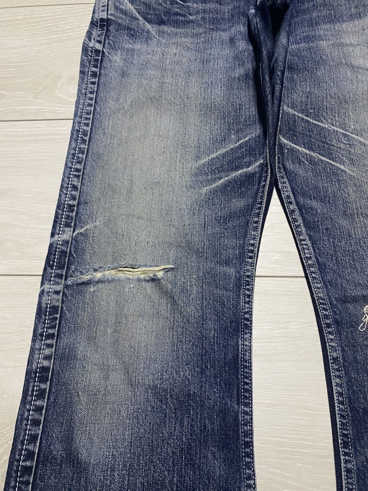 Tornado Mart Vtg Blue Way Made in Nippon Flare Bootcut Distressed Jeans Size US 33 - 7 Thumbnail