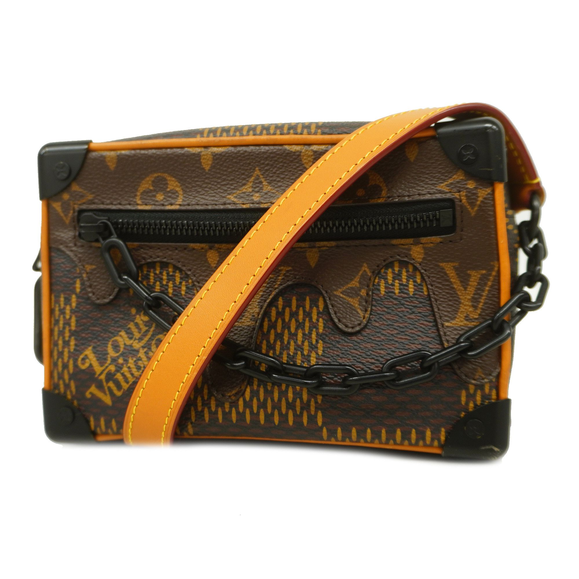 LOUIS VUITTON Mesh Leather Monogram Soft Trunk Shoulder Bag M53964 Black  Ladies