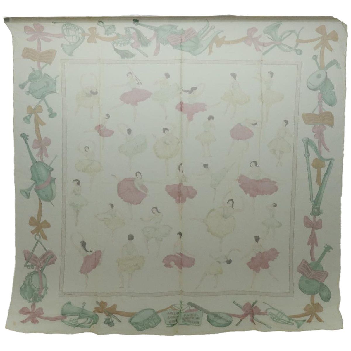 image of Hermes Carre 90 La Danse Scarf Silk Beige Auth Am5909, Women's