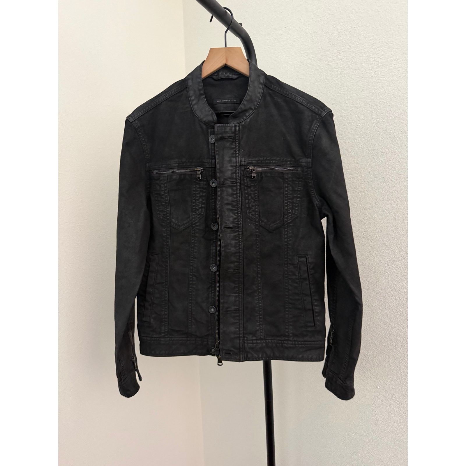 John Varvatos new John Varvatos black coated denim Jean jacket size small Size US S / EU 44-46 / 1 - 3 Thumbnail