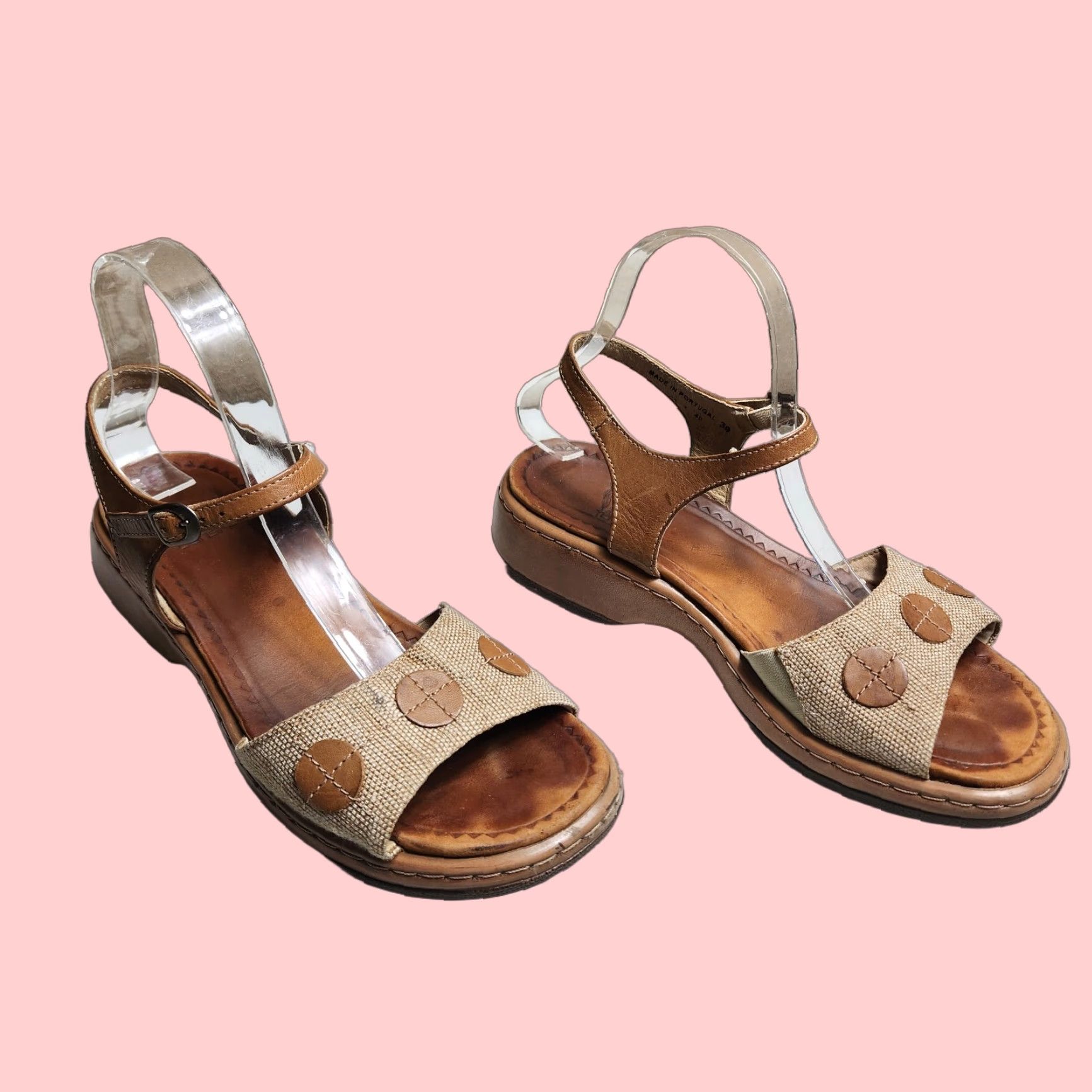 Dansko Women's Brown Leather Woven Comfort Sandals, Eu39/us9, Adjustable Strap, Bohemian Style, Low Heel Shoes