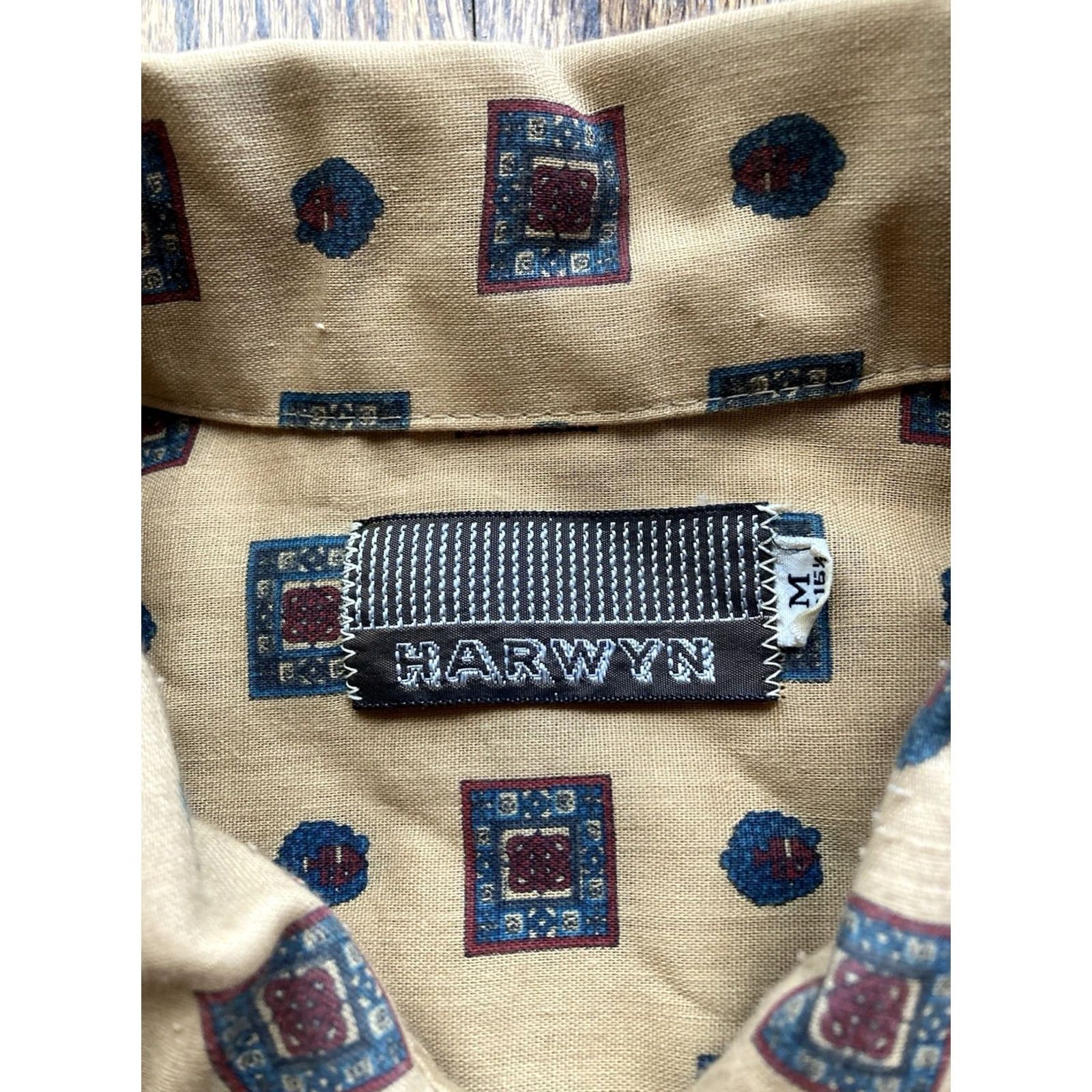 Vintage VINTAGE Harwyn Shirt Mens M Beige Long Sleeve Button-Up Geometric 60s Rockabilly Medallion Retro 70s Casual Mens Size US M / EU 48-50 / 2 - 4 Thumbnail