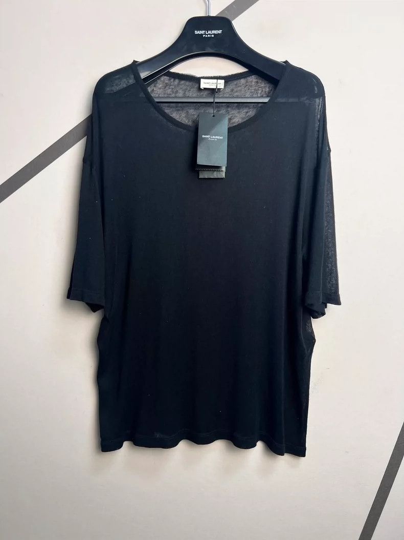 Saint Laurent Paris Saint Laurent Black Batwing Short Sleeve Top- DMC Size US M / EU 48-50 / 2 - 1 Thumbnail