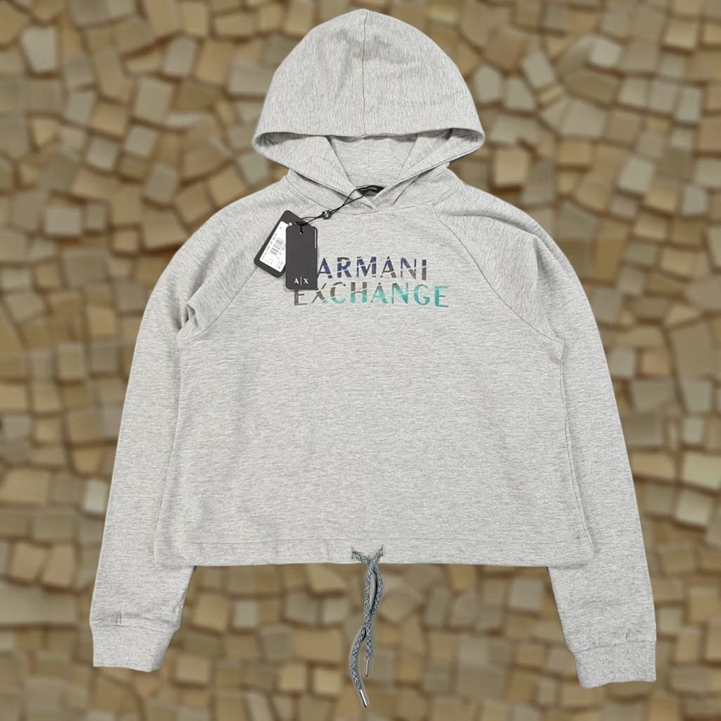 Armani Exchange Armani Exchange Womens Hoodie Grey Medium Cotton Logo Pullover Sweatshirt Size M / US 6-8 / IT 42-44 - 1 Thumbnail