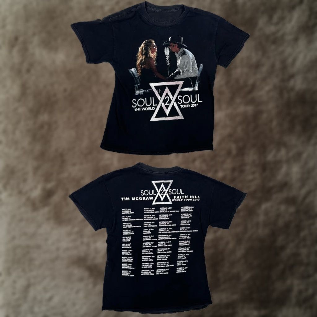 Vintage Tim McGraw Faith Hill Soul 2 Soul T-Shirt Small Black 2017 Tour Concert Size US S / EU 44-46 / 1 - 1 Thumbnail