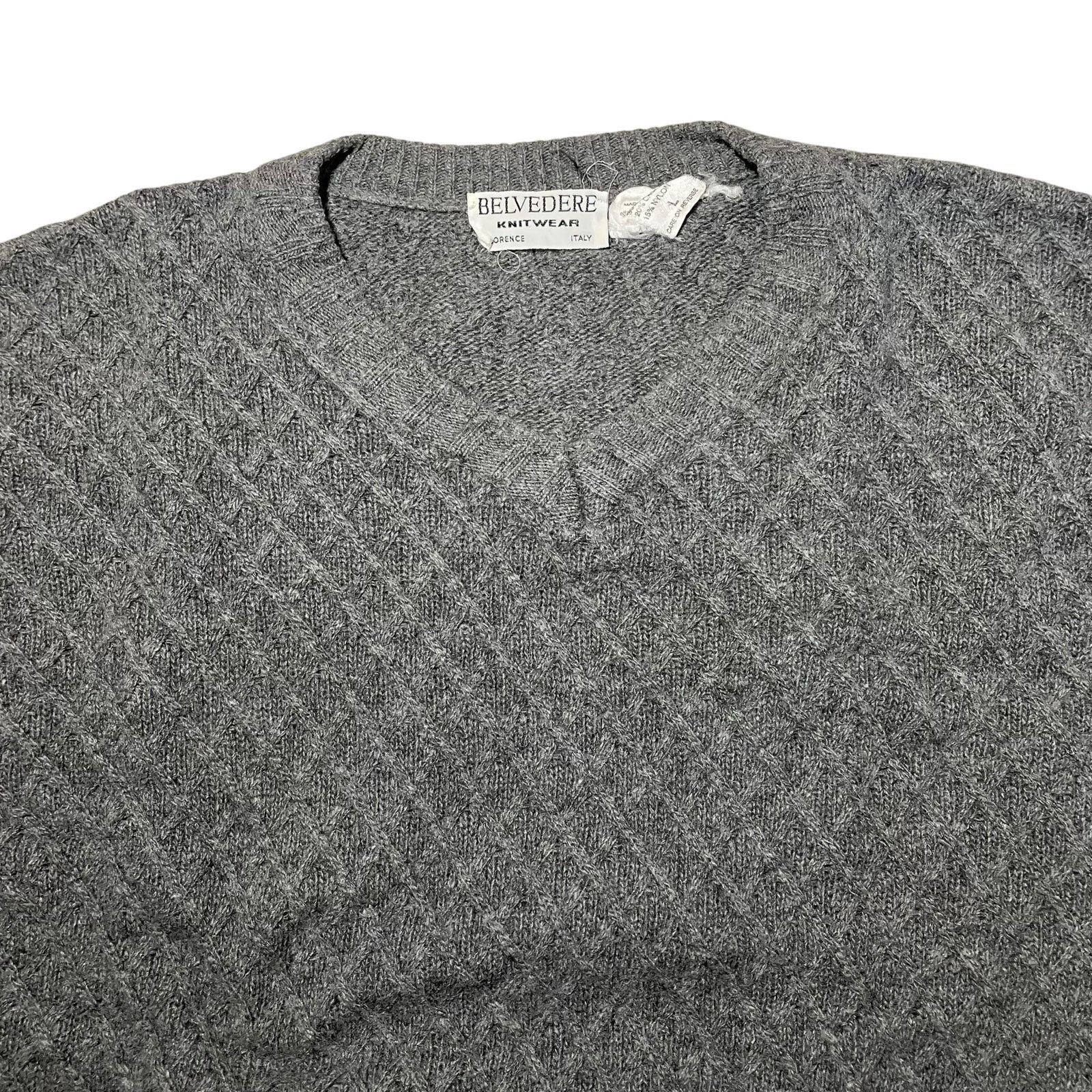 Belvedere × Vintage Belvedere Knitwear Gray Textured Wool Blend Sweater Large Size US L / EU 52-54 / 3 - 2 Thumbnail