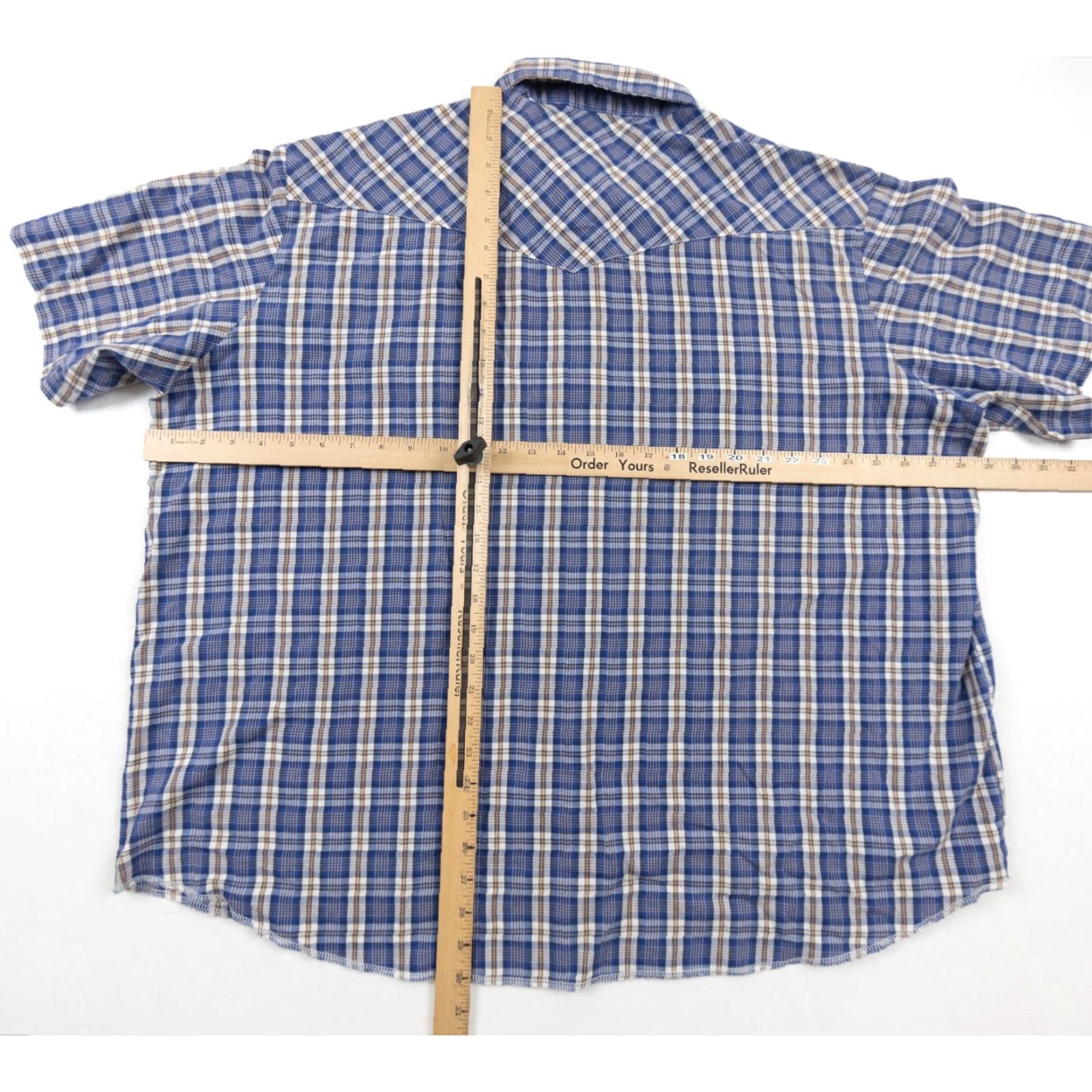 Wrangler VINTAGE Wrangler Shirt Mens Big 2X Blue Plaid Pearl Snap Button-Down Western Size US XXL / EU 58 / 5 - 7 Thumbnail