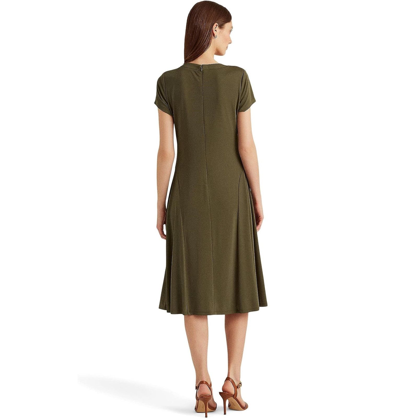 Ralph Lauren Lauren Ralph Lauren Women Olive Lace-Up Midi Dress Size 10 Size L / US 10 / IT 46 - 2 Thumbnail