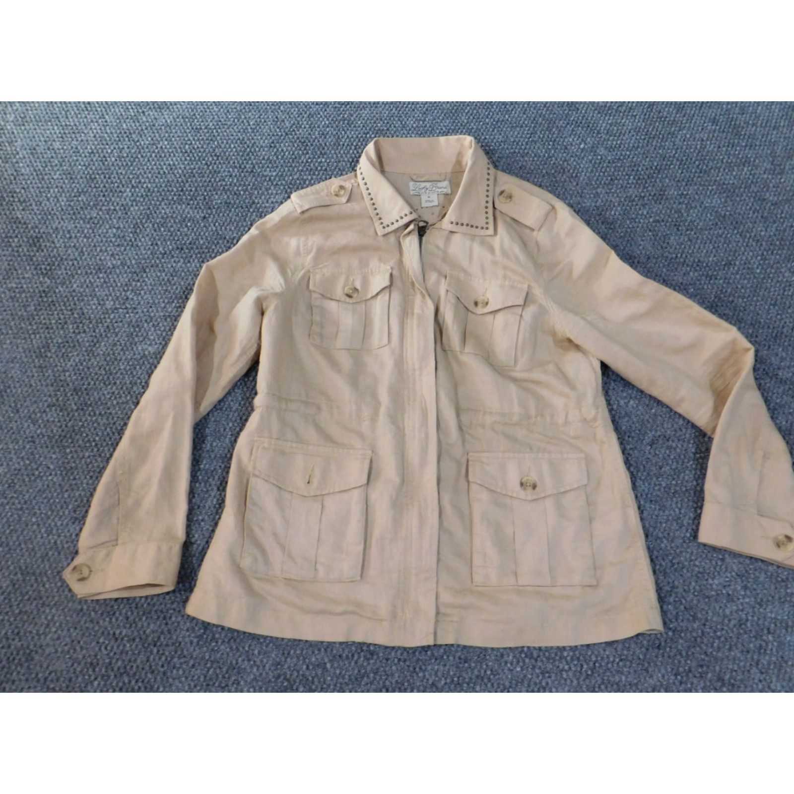 Lucky Brand Lucky Brand Jacket Womens M Beige Linen Blend Zip Casual Size M / US 6-8 / IT 42-44 - 3 Thumbnail