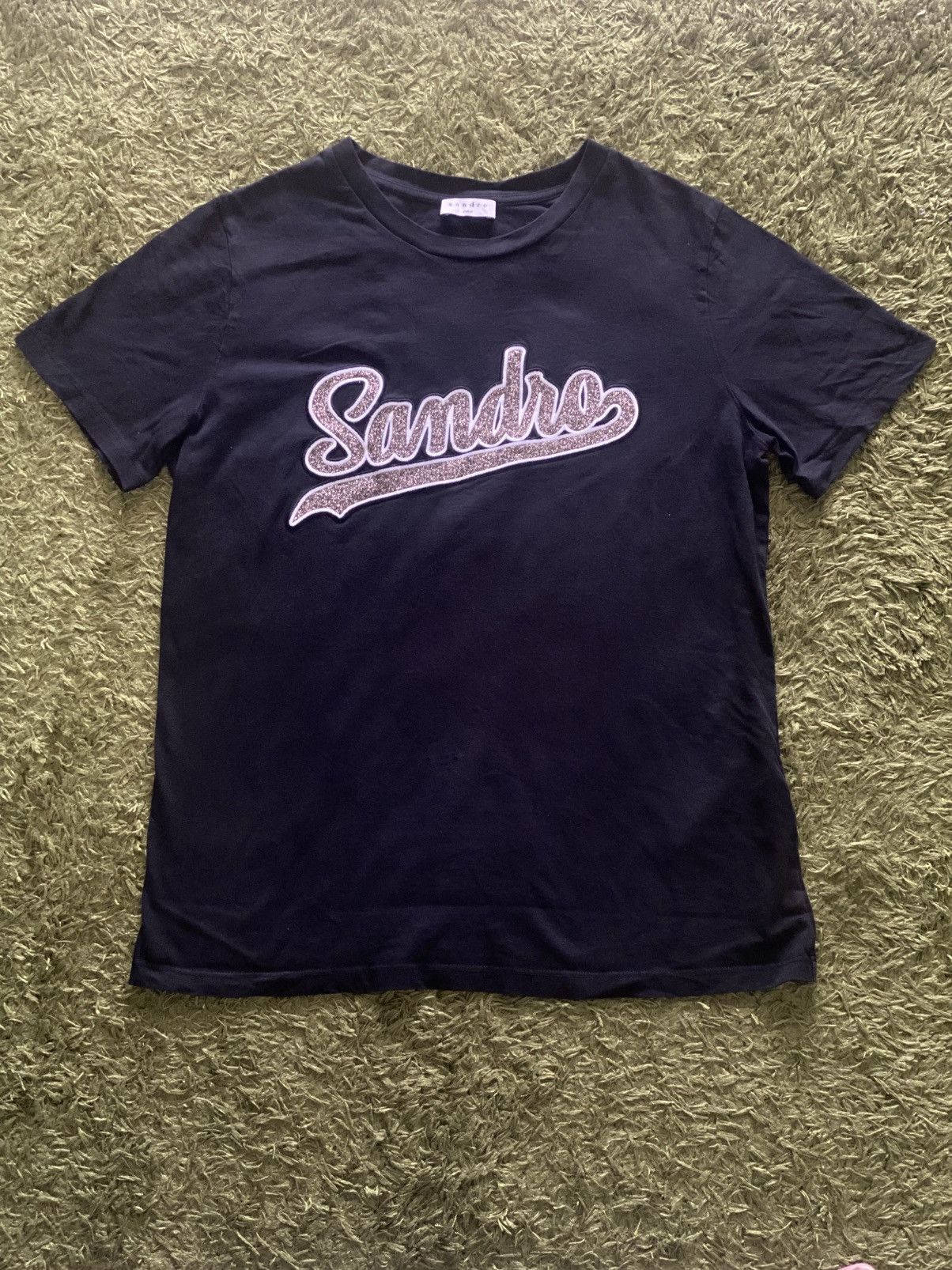 Sandro × Wrangler Sandro Paris Glitter Logo T-Shirt Size M / US 6-8 / IT 42-44 - 2 Thumbnail