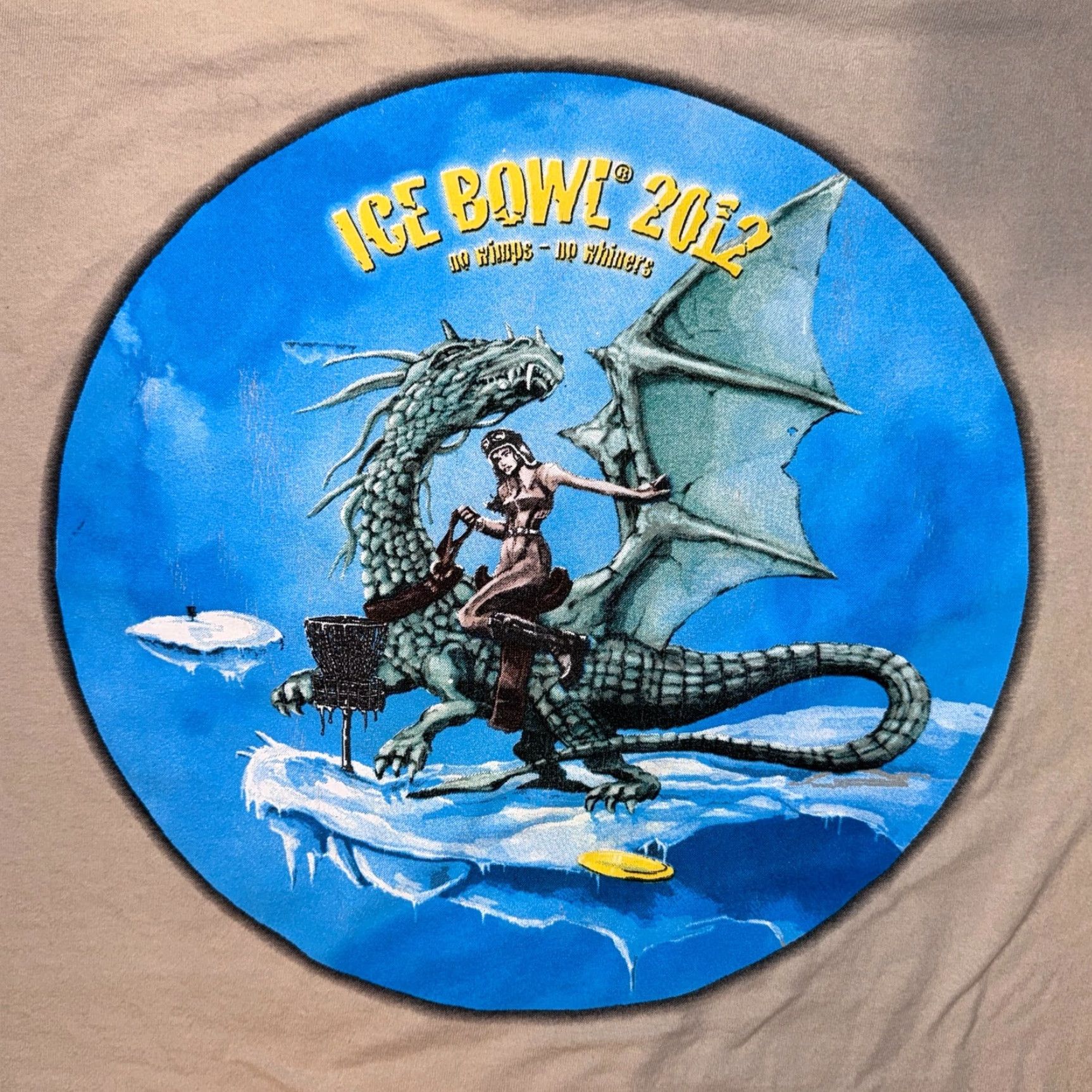Gildan 2012 Discraft Ice Bowl Buzz Dragon Beige Long Sleeve Tshirt XL Nike-style? Size US XL / EU 56 / 4 - 7 Thumbnail