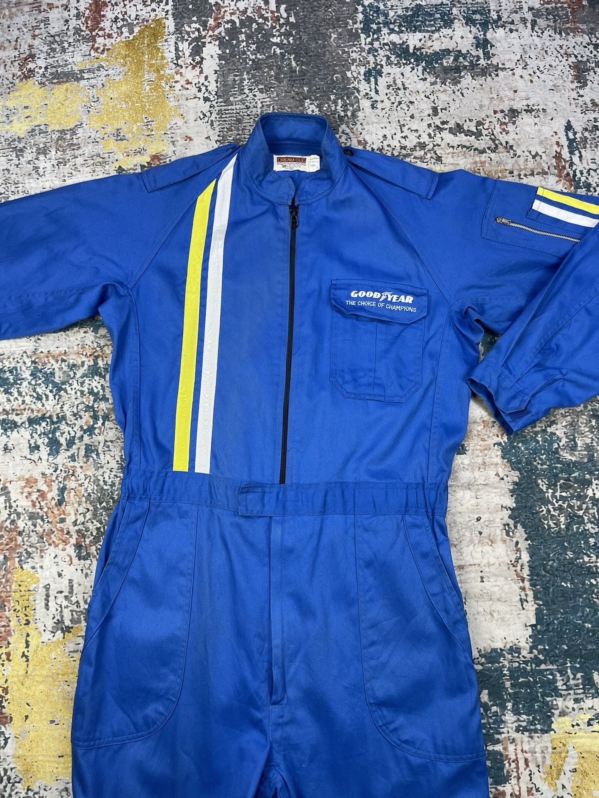NASCAR Vintage Goodyear Back Hit Big Logo Mechanic Coveralls Size US 35 - 1 Thumbnail