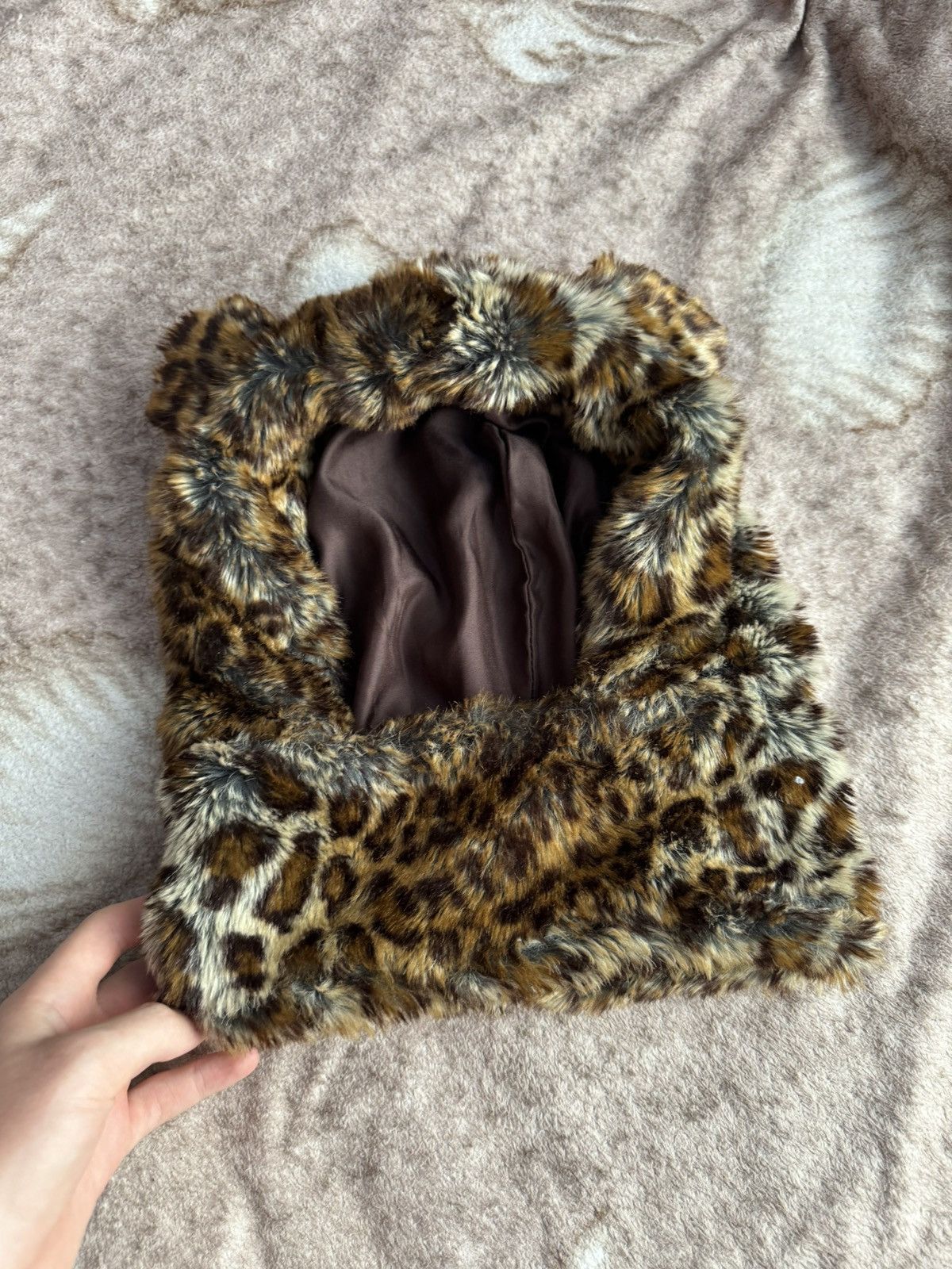 Japanese Brand Vintage Leopard Print Faux Fur Hood Size ONE SIZE - 3 Thumbnail