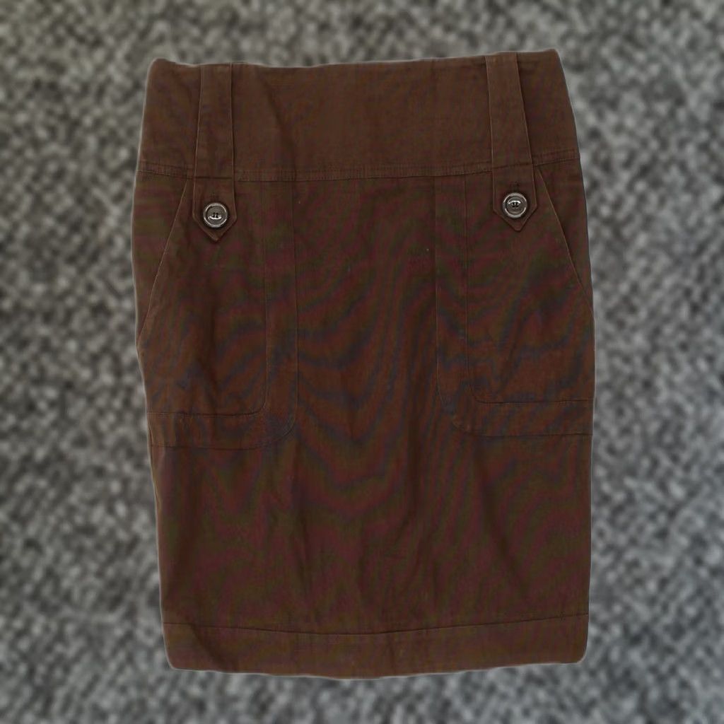 MAX&Co. MAX & CO. Womens Midi Skirt Brown Cotton XS UK 6 W28 Size 26" / US 2 / IT 38 - 1 Thumbnail